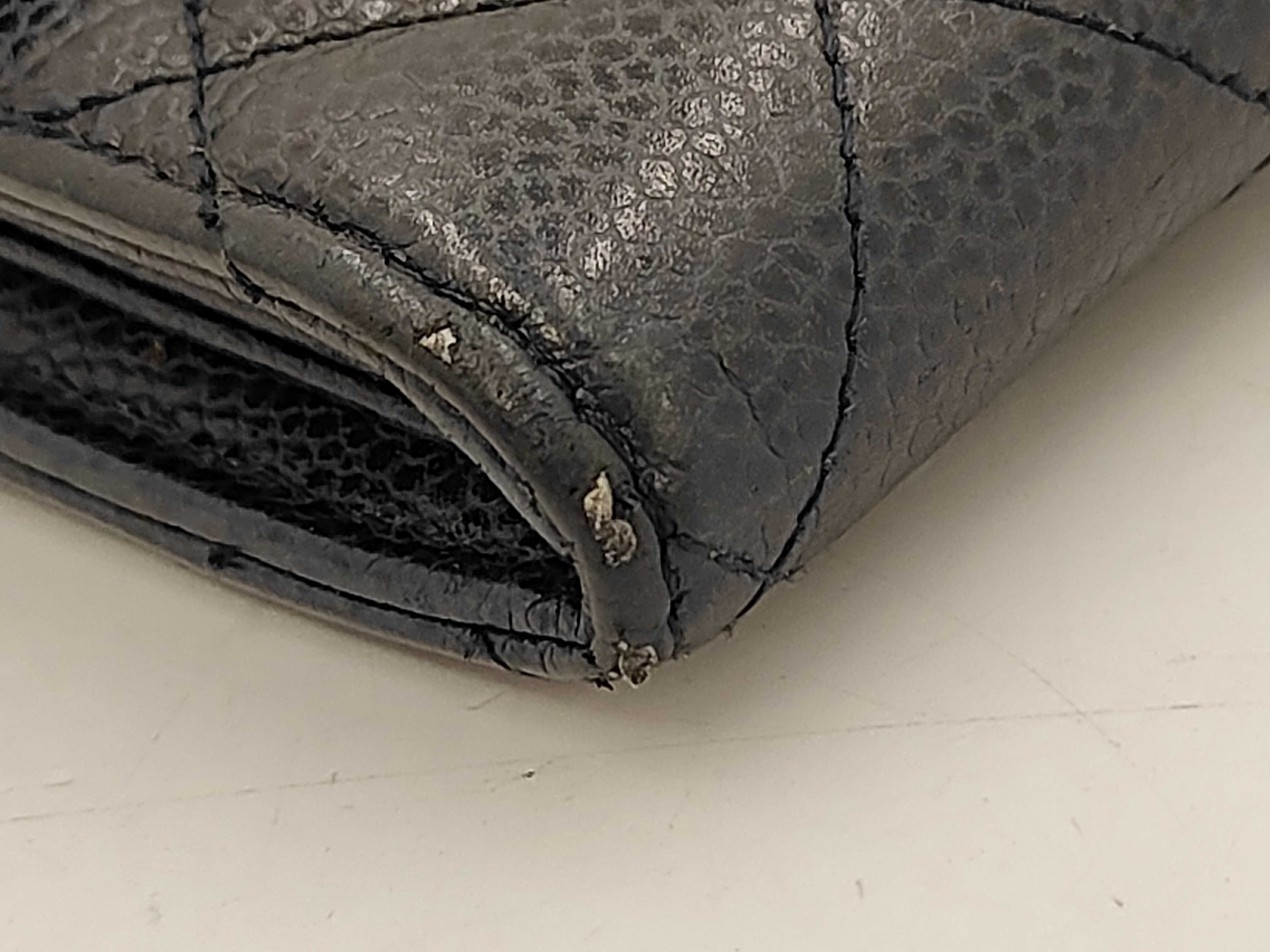 Caviar Skin Coco Mark Bi-fold Long Wallet (with sticker) — view 3
