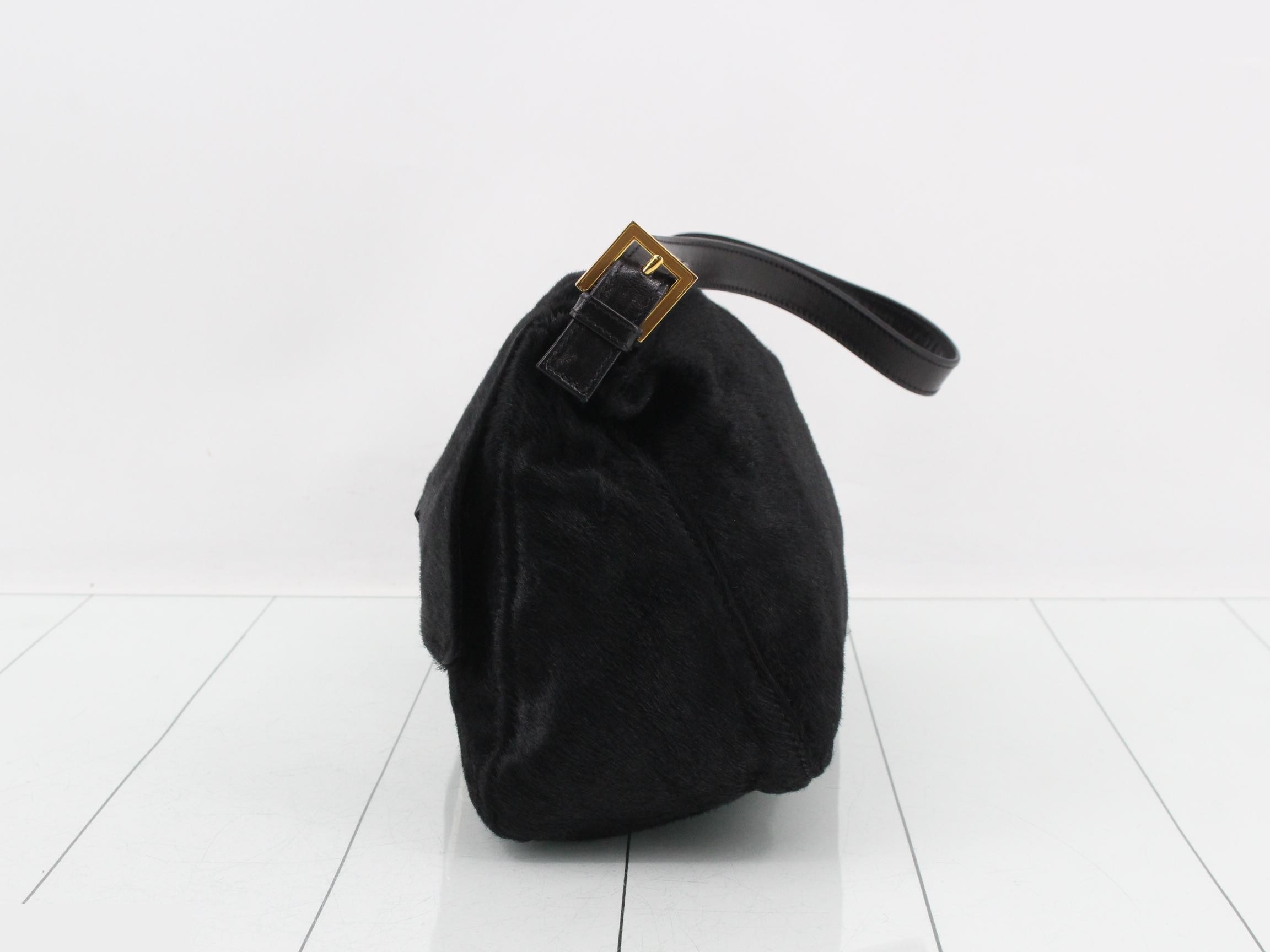 Mamma Baguette Calf Hair/Leather One-Shoulder Bag, Black — view 3