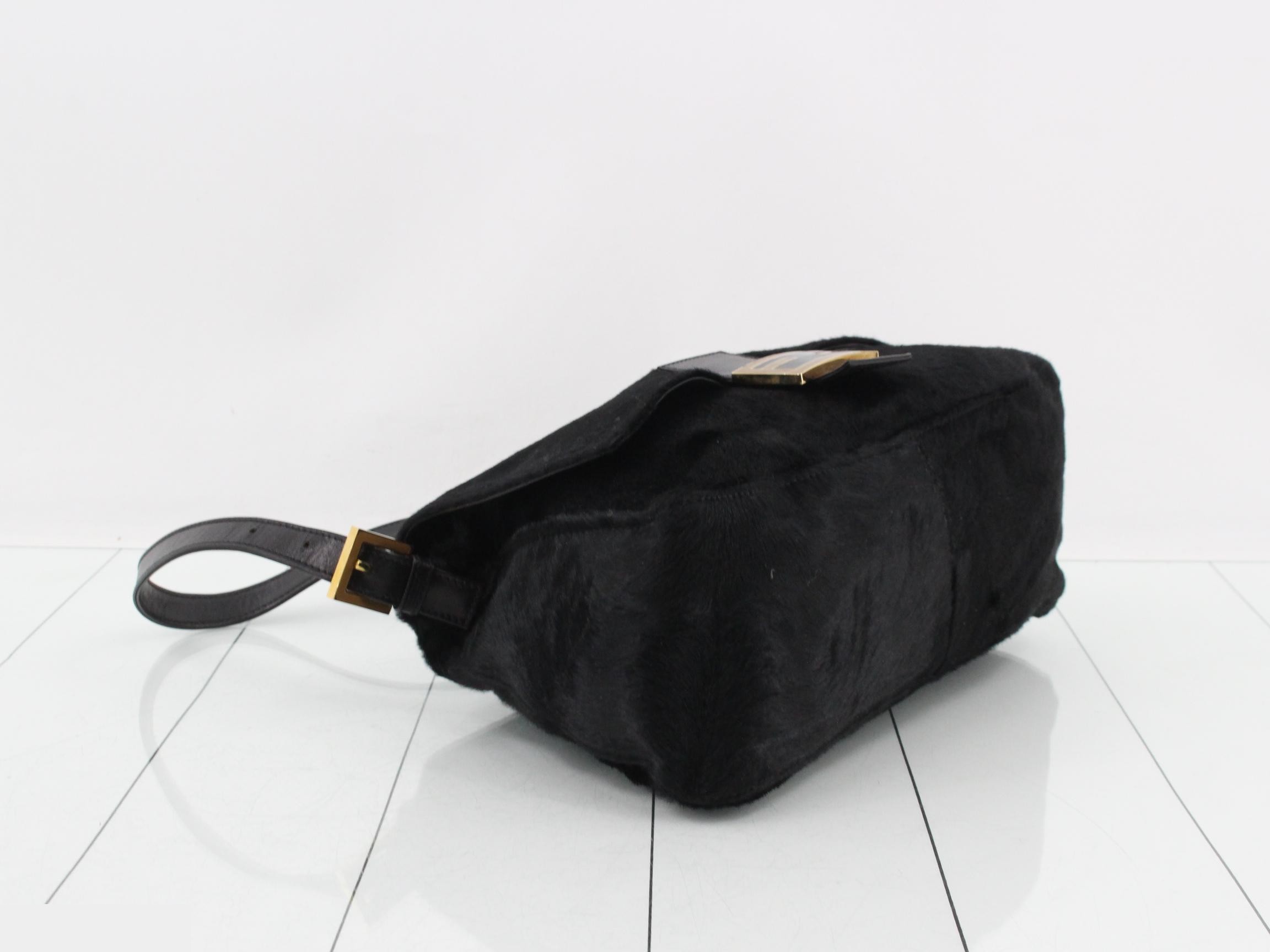 Mamma Baguette Calf Hair/Leather One-Shoulder Bag, Black — view 5