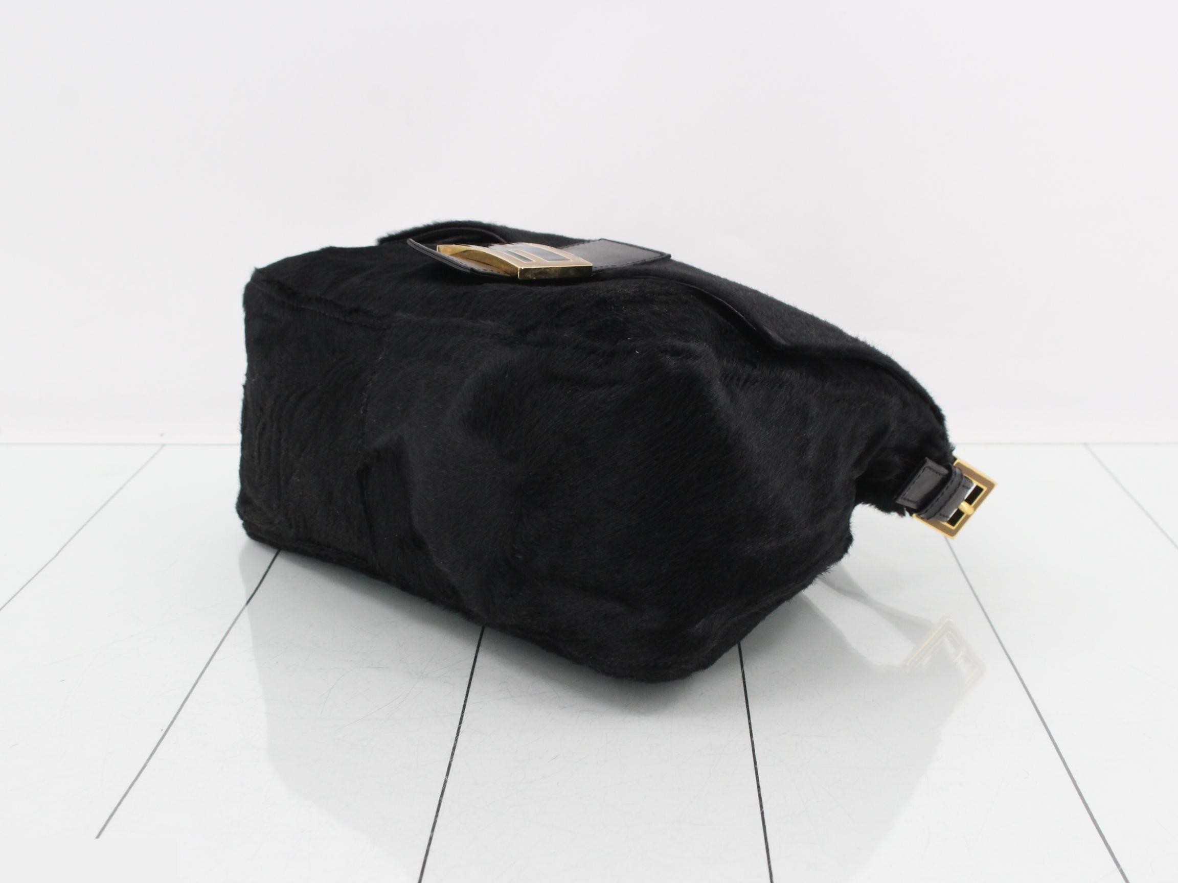 Mamma Baguette Calf Hair/Leather One-Shoulder Bag, Black — view 6