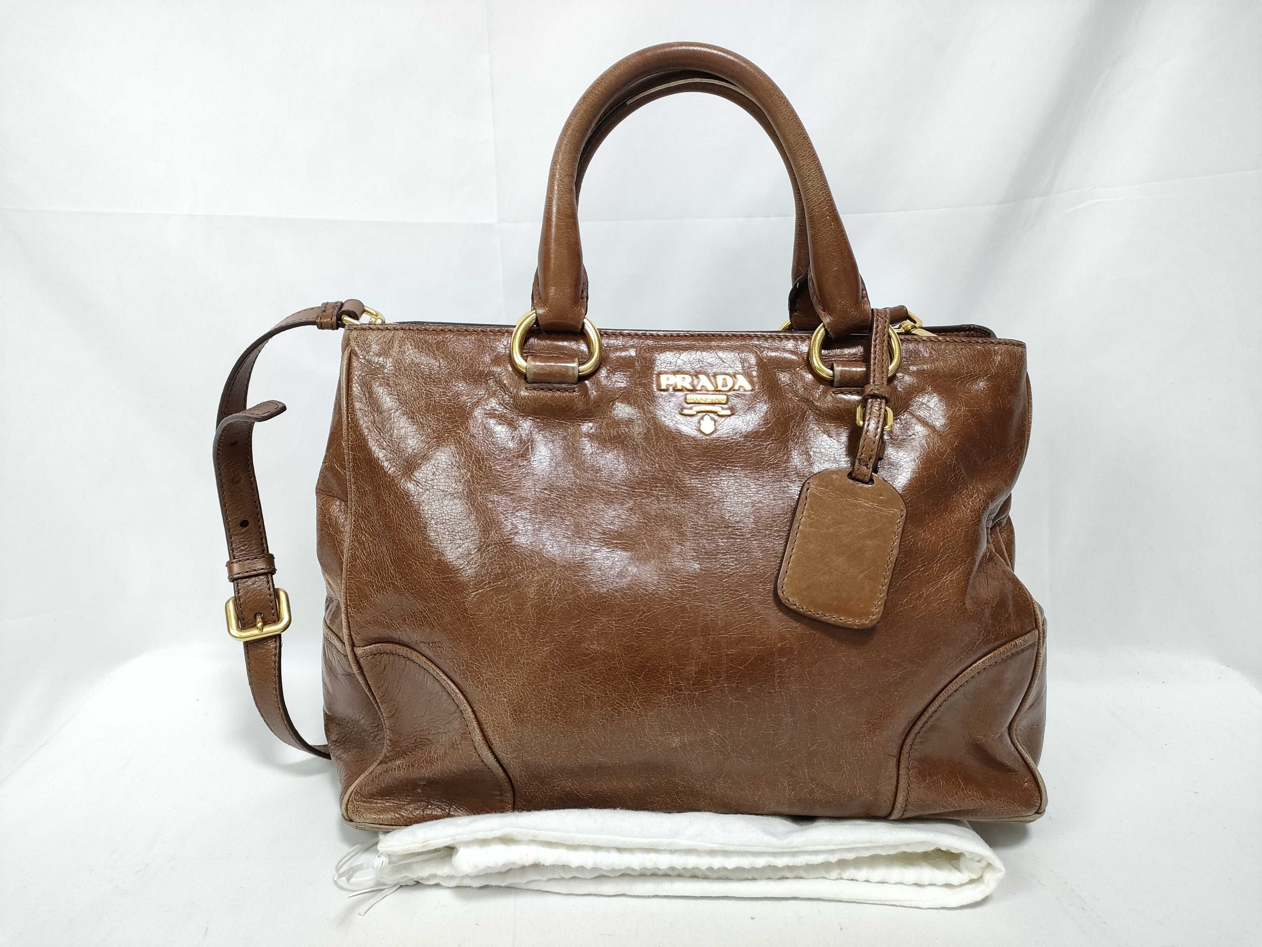 Leather 2-way Shoulder Bag Brown Handbag