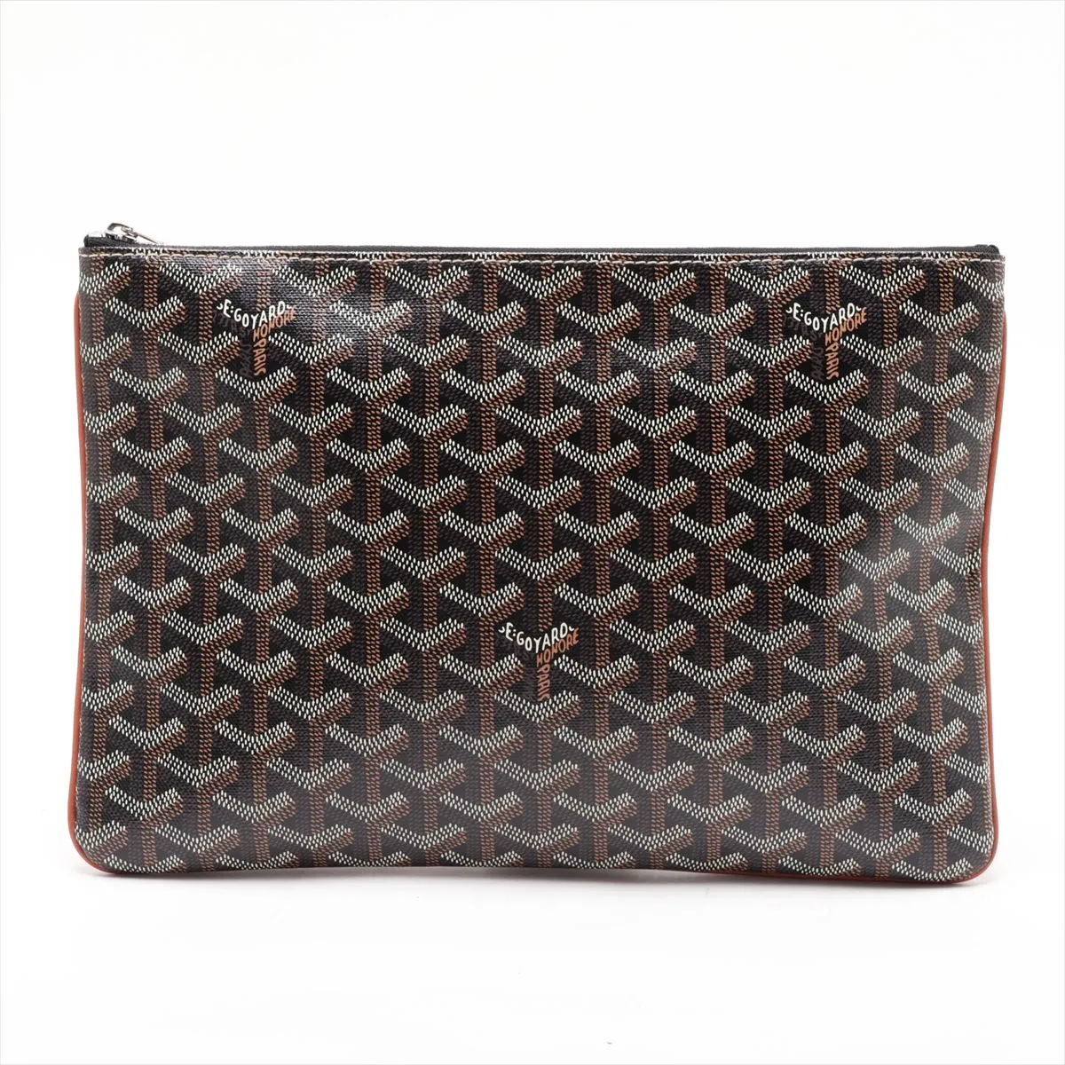 Sena MM PVC x Leather Clutch Bag, Black — view 2