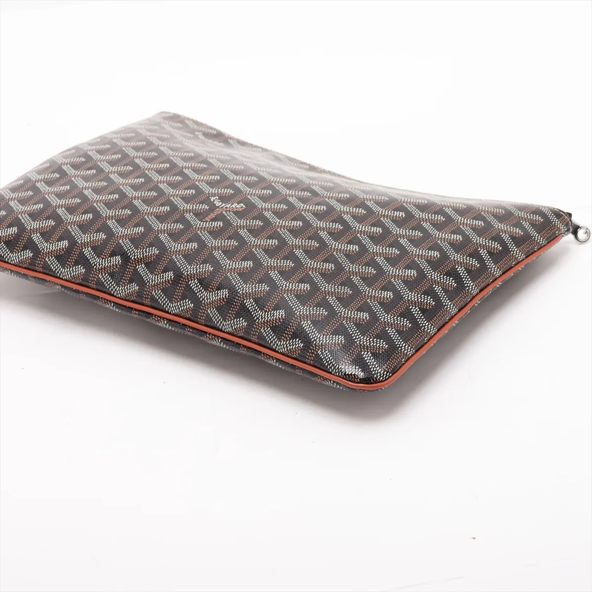 Sena MM PVC x Leather Clutch Bag, Black — view 3