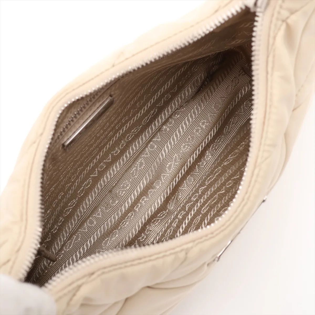 Tessuto Quilted 1BC151 Nylon x Leather Shoulder Bag Beige (Unsigned Guarantee Card Included) — view 6