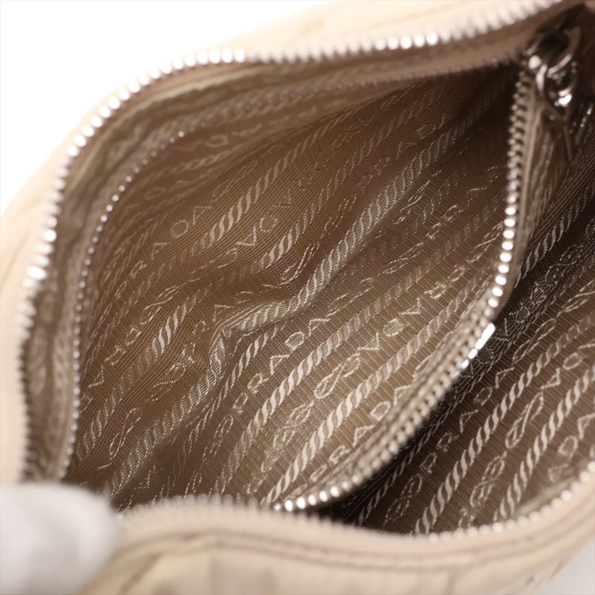 Tessuto Quilted 1BC151 Nylon x Leather Shoulder Bag Beige (Unsigned Guarantee Card Included) — view 7