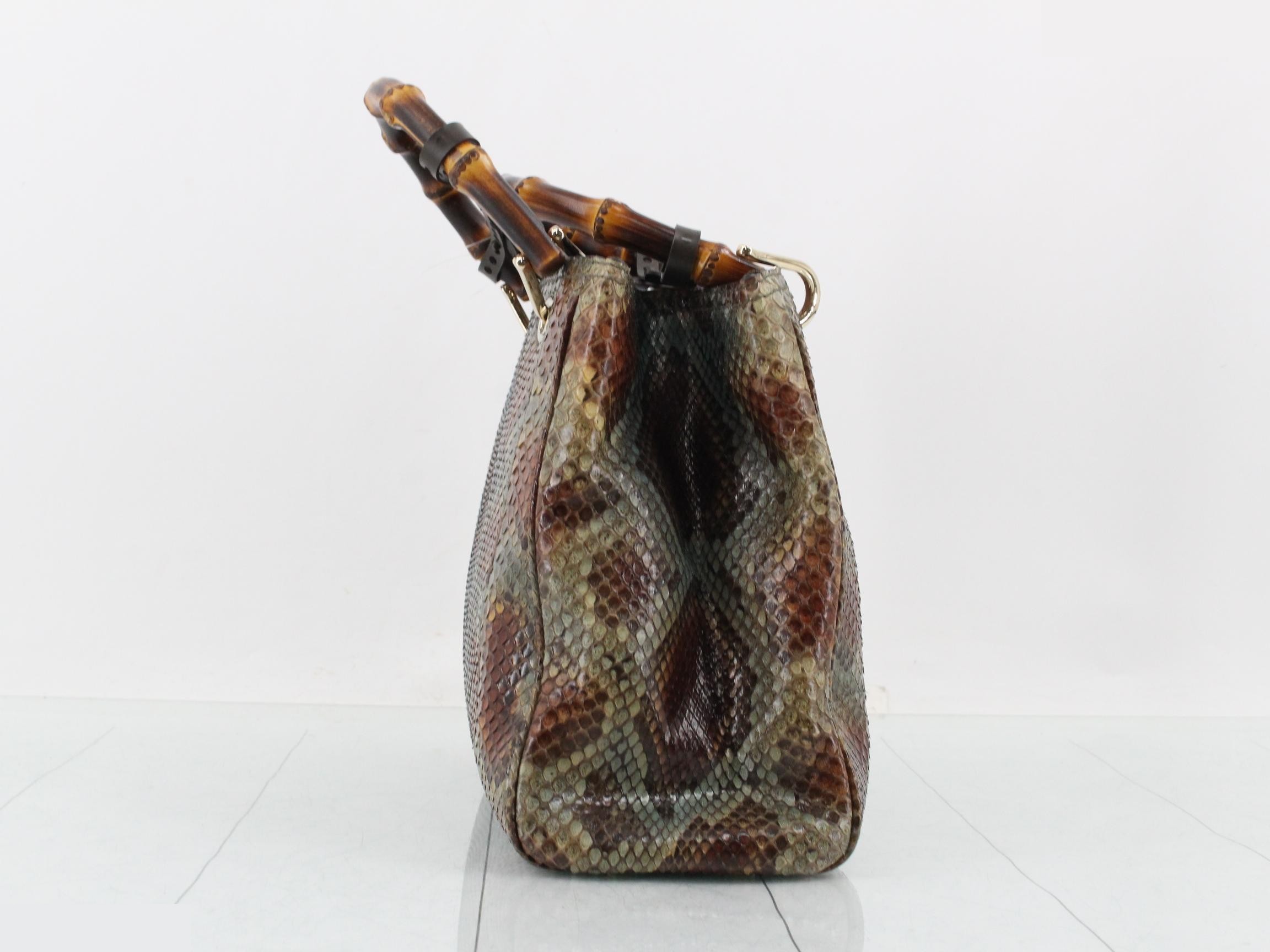 handbag for women, python and bamboo, green snakeskin. — view 4