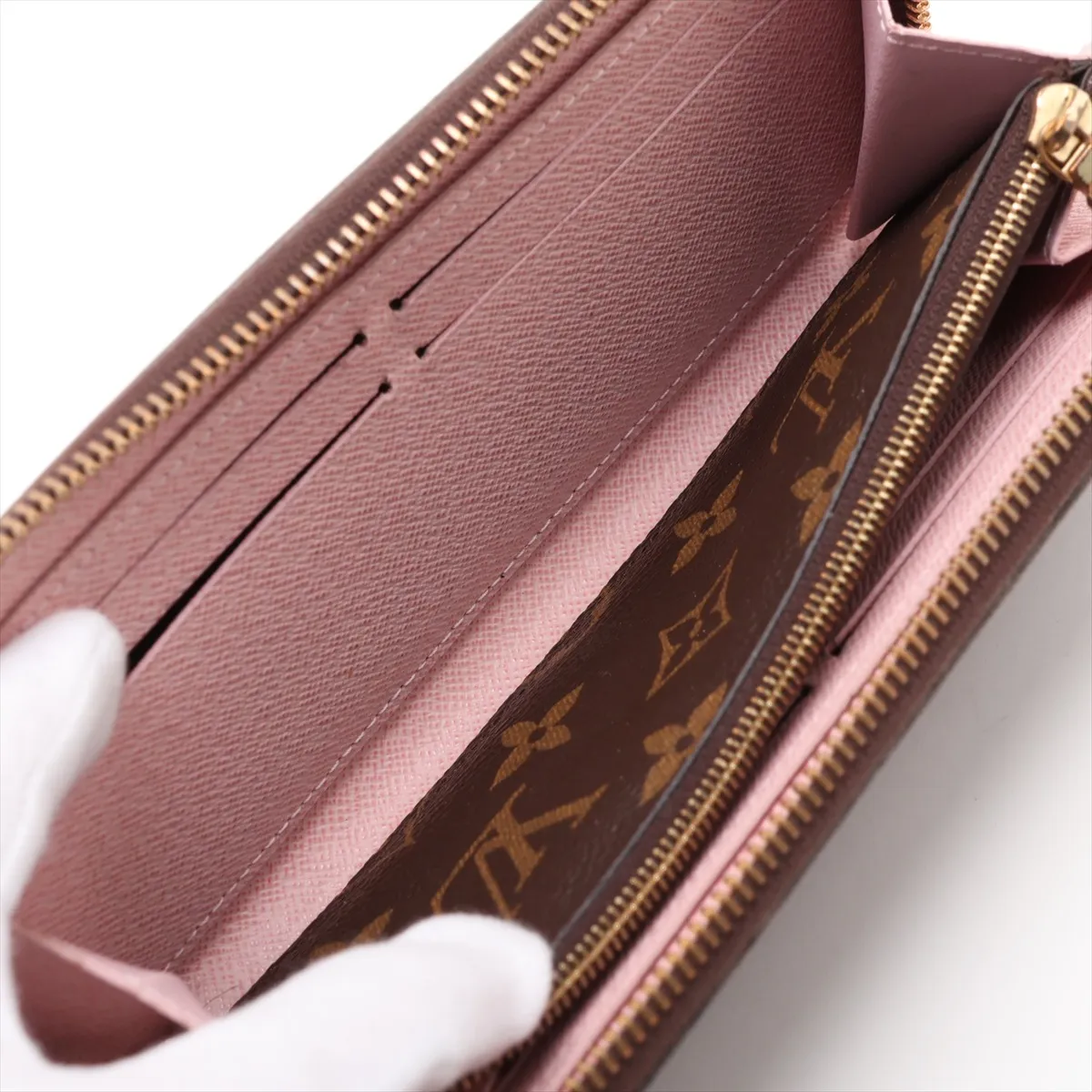Monogram Portefeuille Clemence M61298 CA3186 Rose Ballerine Round Zip Wallet — view 4