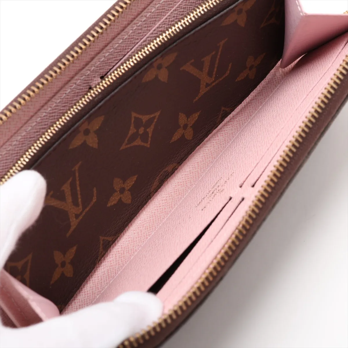 Monogram Portefeuille Clemence M61298 CA3186 Rose Ballerine Round Zip Wallet — view 5