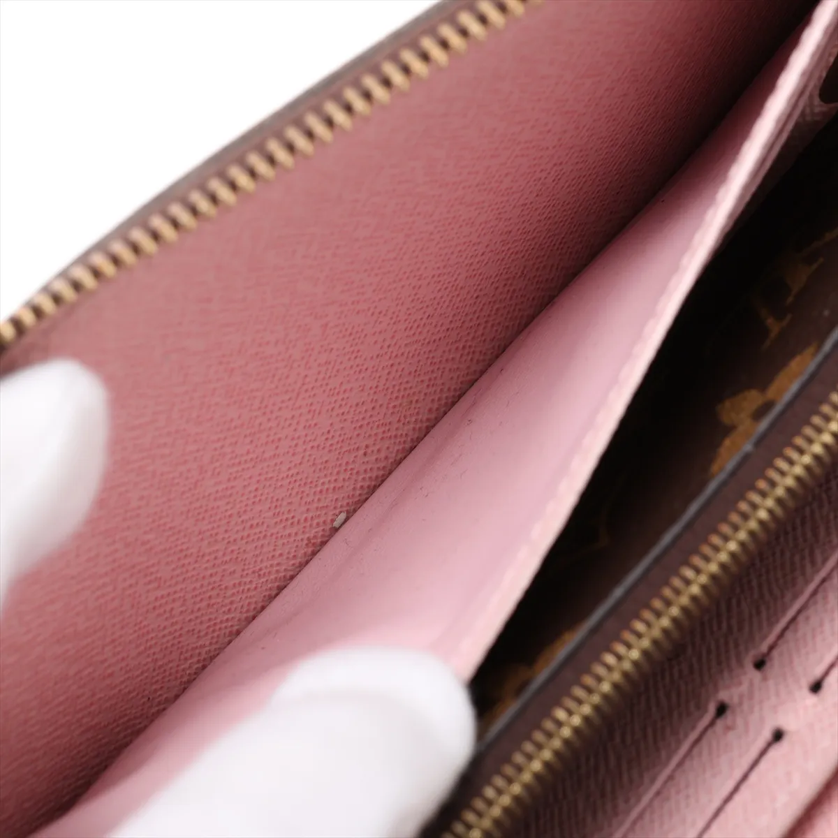 Monogram Portefeuille Clemence M61298 CA3186 Rose Ballerine Round Zip Wallet — view 7