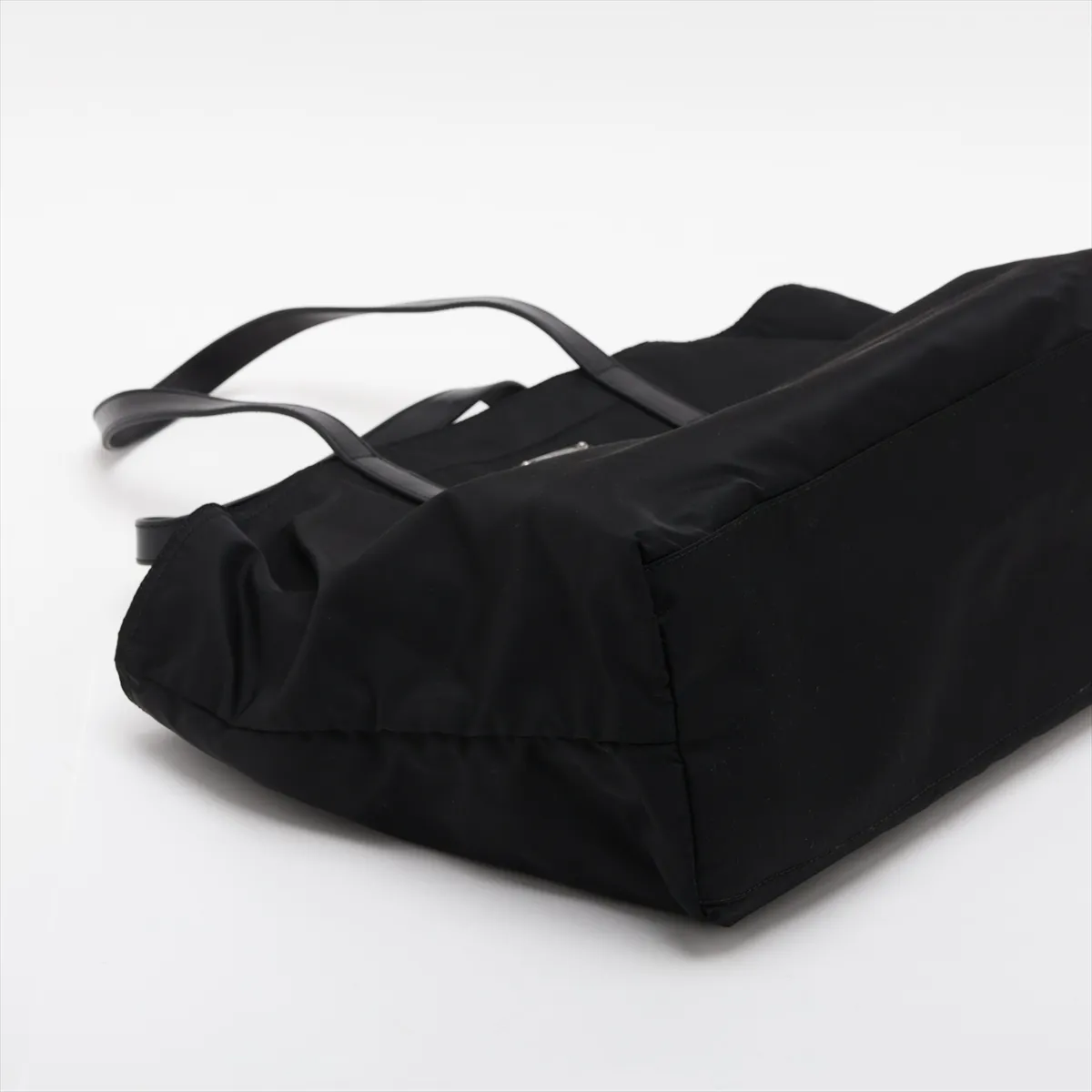 Tessuto Nylon x Leather Tote Bag, Black — view 4