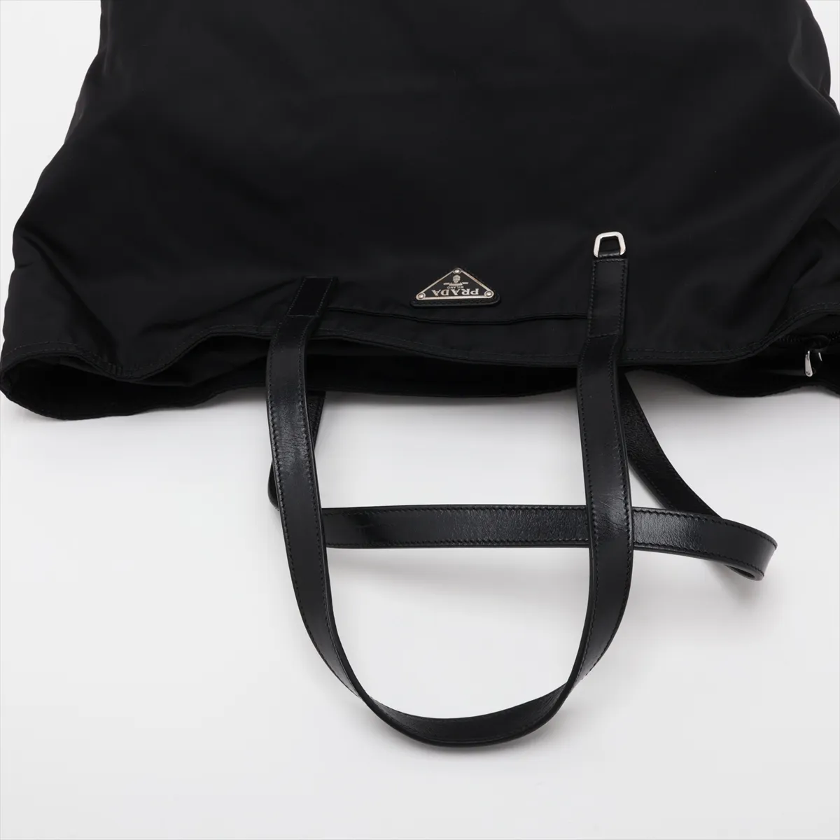 Tessuto Nylon x Leather Tote Bag, Black — view 5