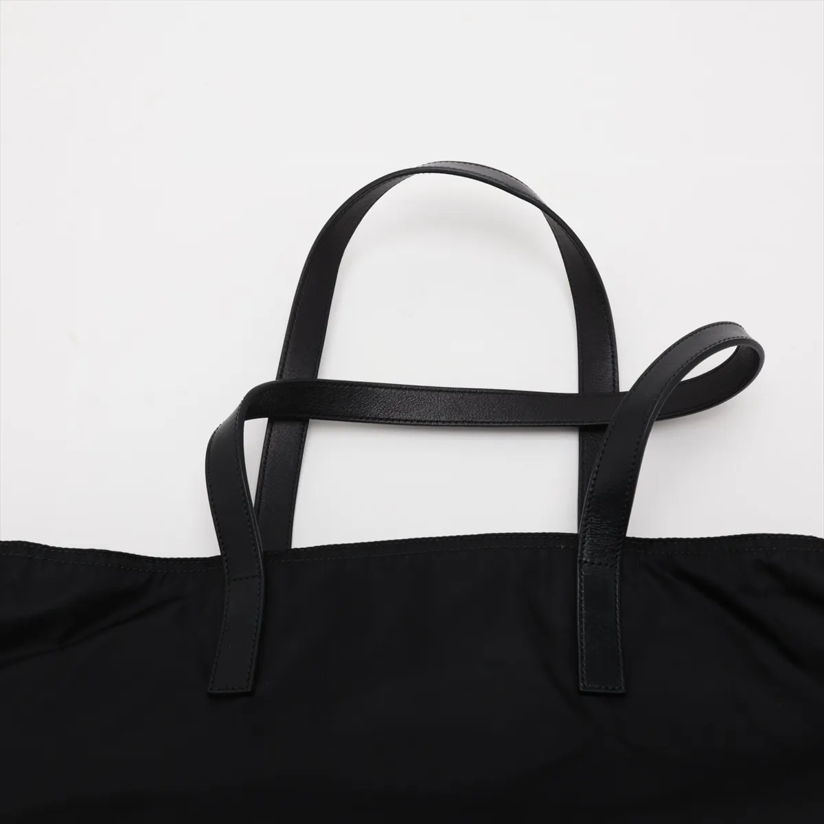 Tessuto Nylon x Leather Tote Bag, Black — view 6