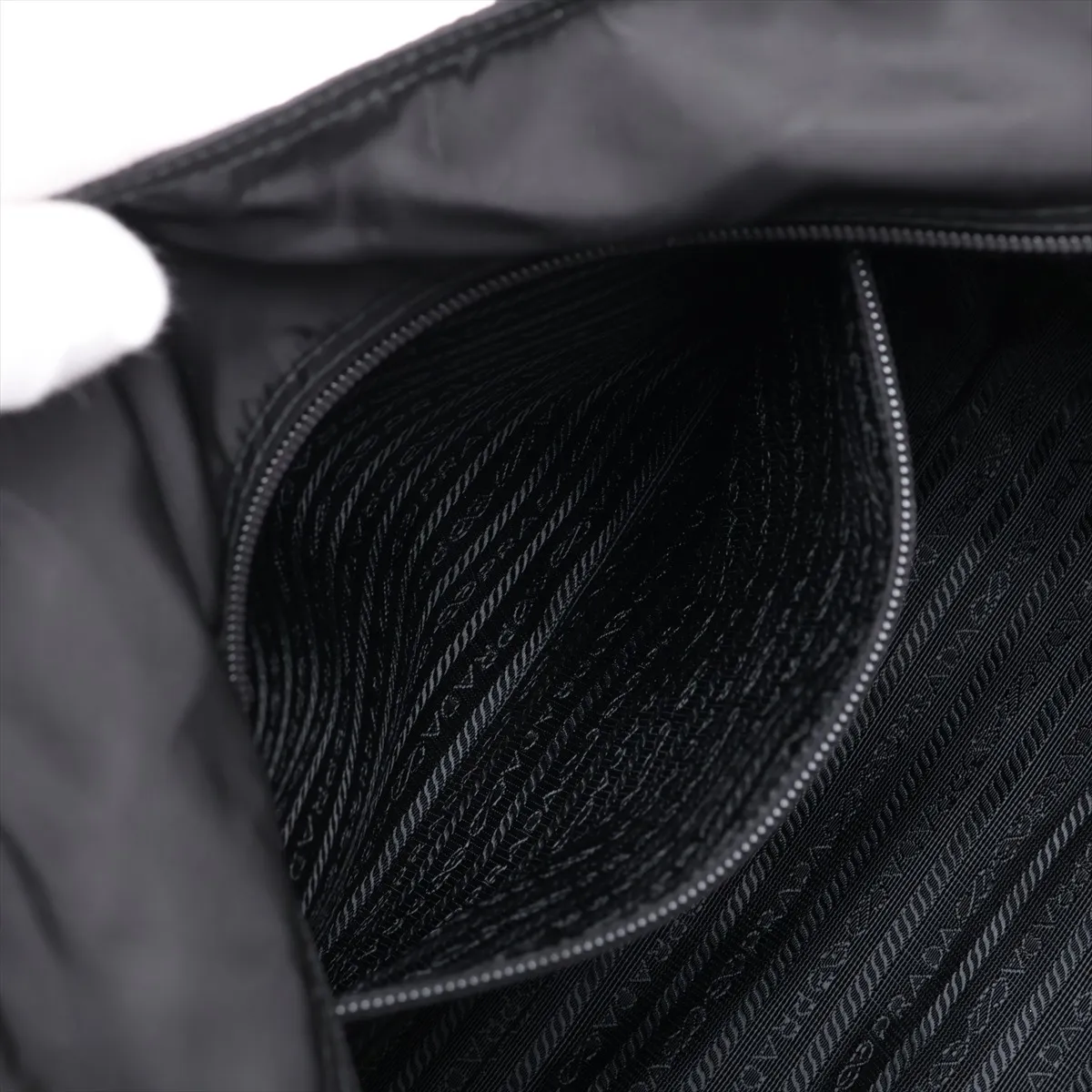 Tessuto Nylon x Leather Tote Bag, Black — view 8