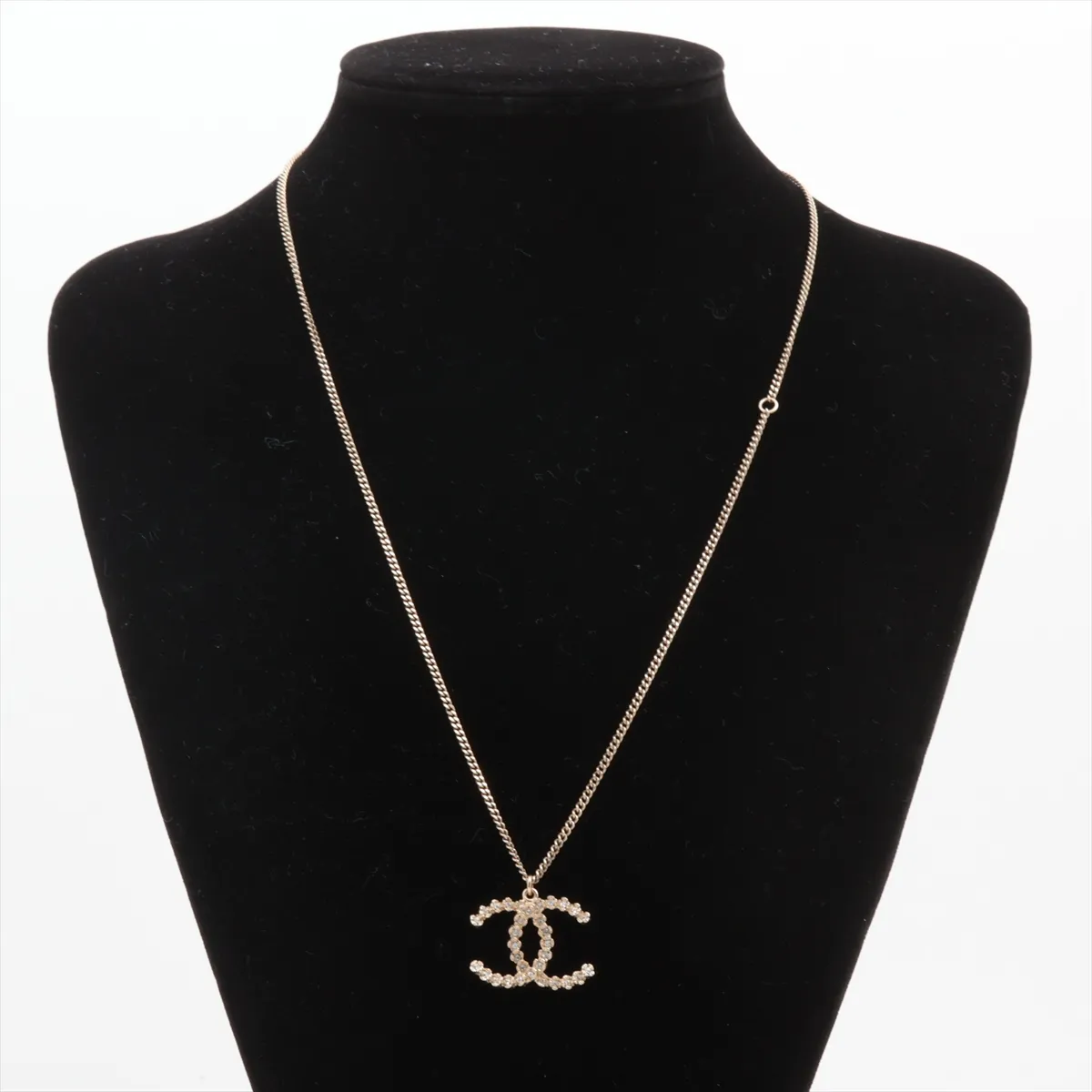 Coco Mark A18B Necklace, GP x Rhinestone, Gold. Shows signs of wear including — view 5