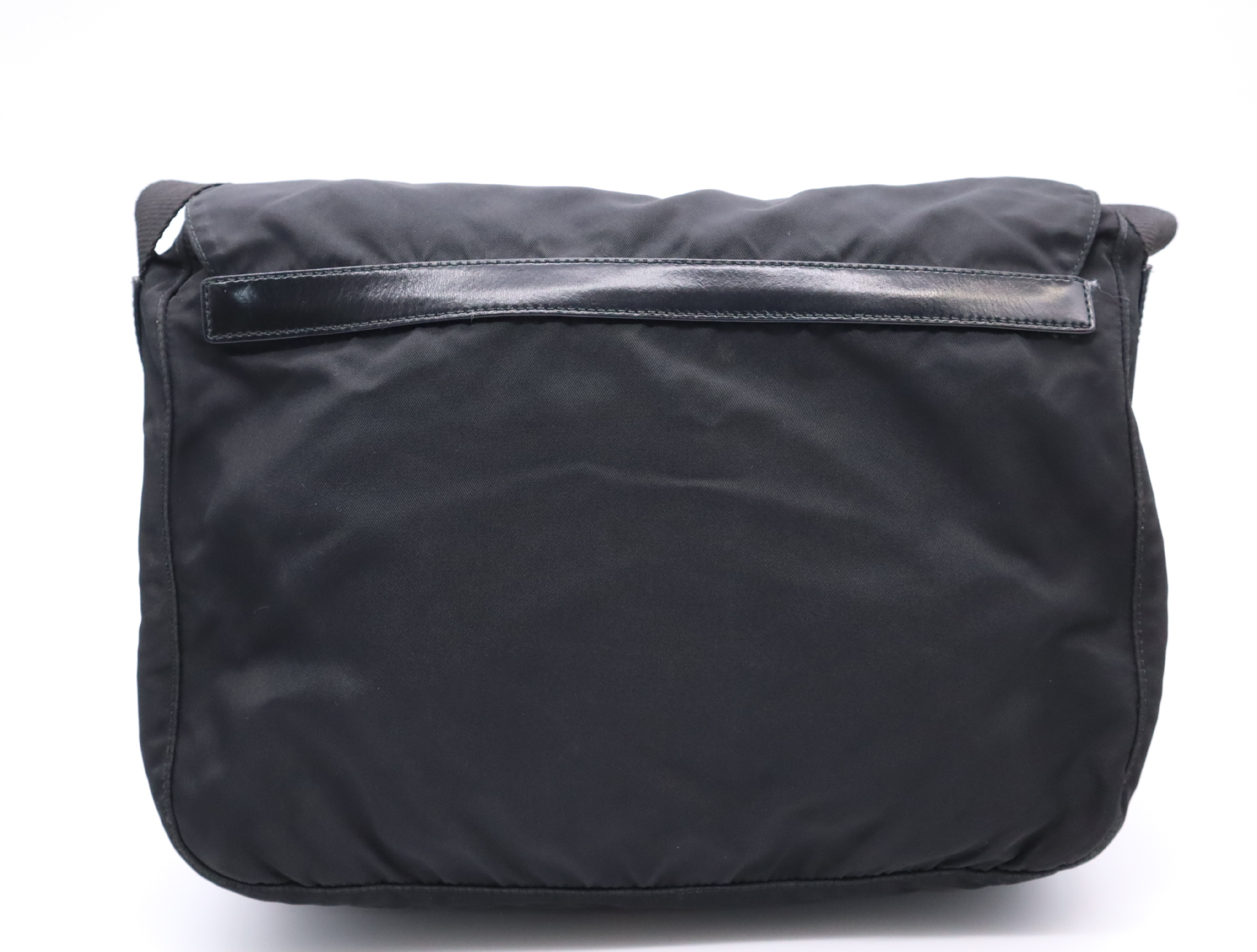 BT6671 Nylon Triangle Logo Shoulder Bag, Black with Silver Hardware, Includes Card. — view 2