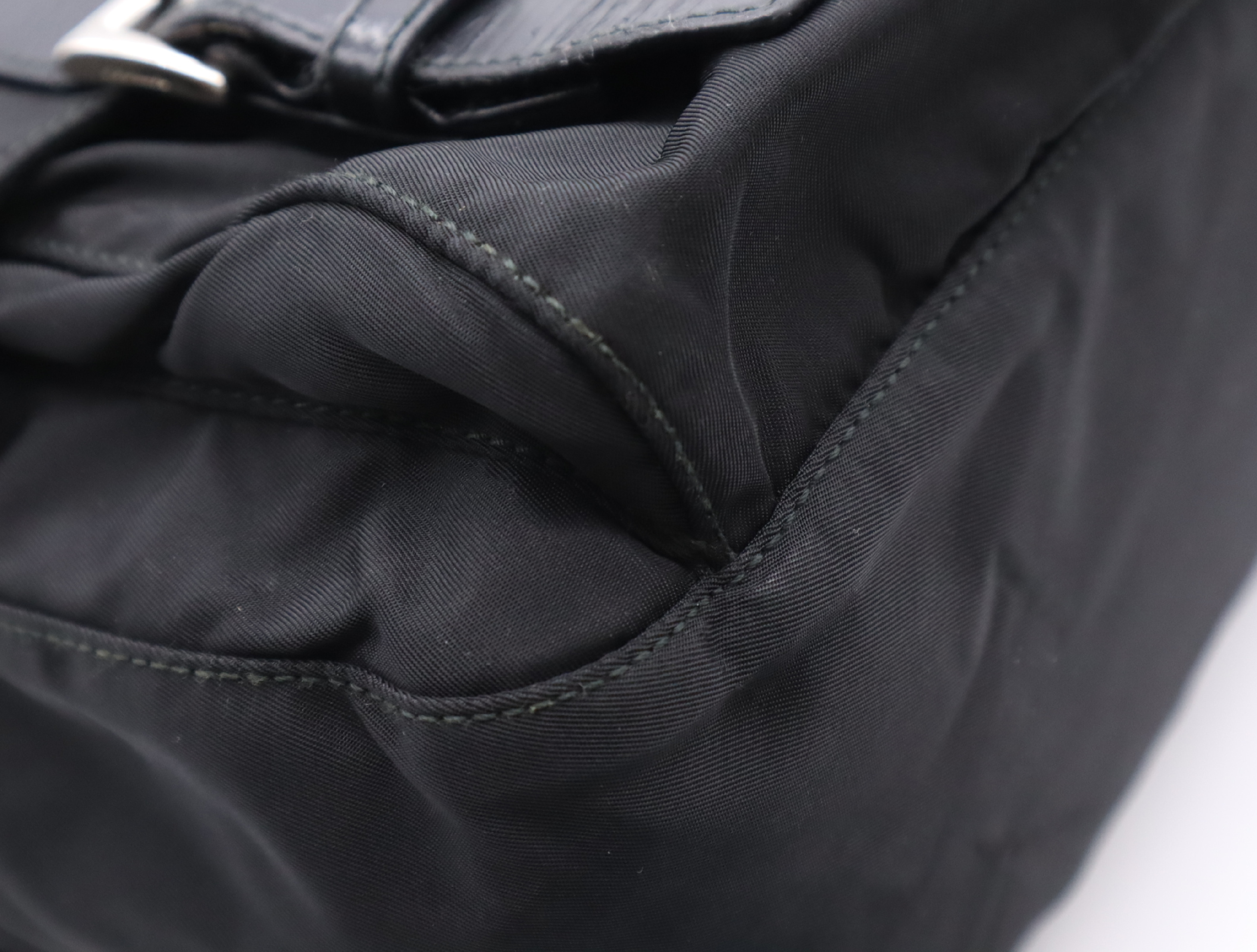 BT6671 Nylon Triangle Logo Shoulder Bag, Black with Silver Hardware, Includes Card. — view 6