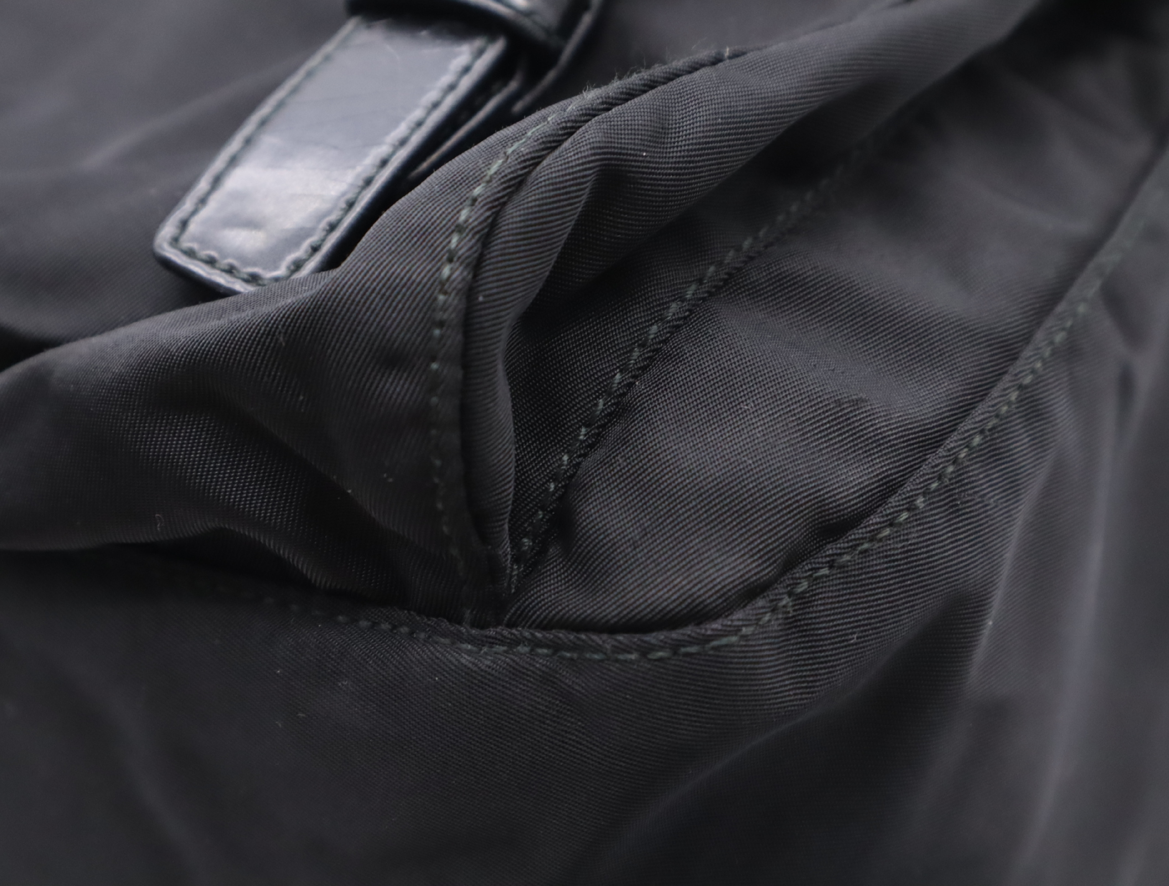 BT6671 Nylon Triangle Logo Shoulder Bag, Black with Silver Hardware, Includes Card. — view 7