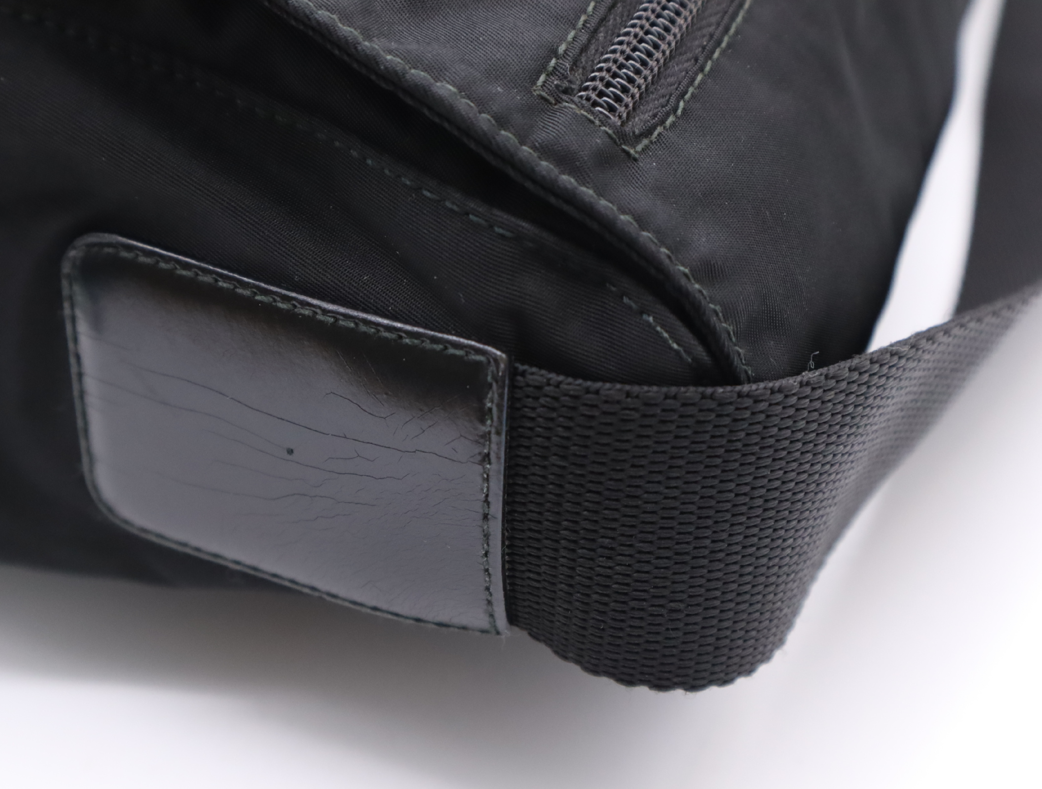 BT6671 Nylon Triangle Logo Shoulder Bag, Black with Silver Hardware, Includes Card. — view 8