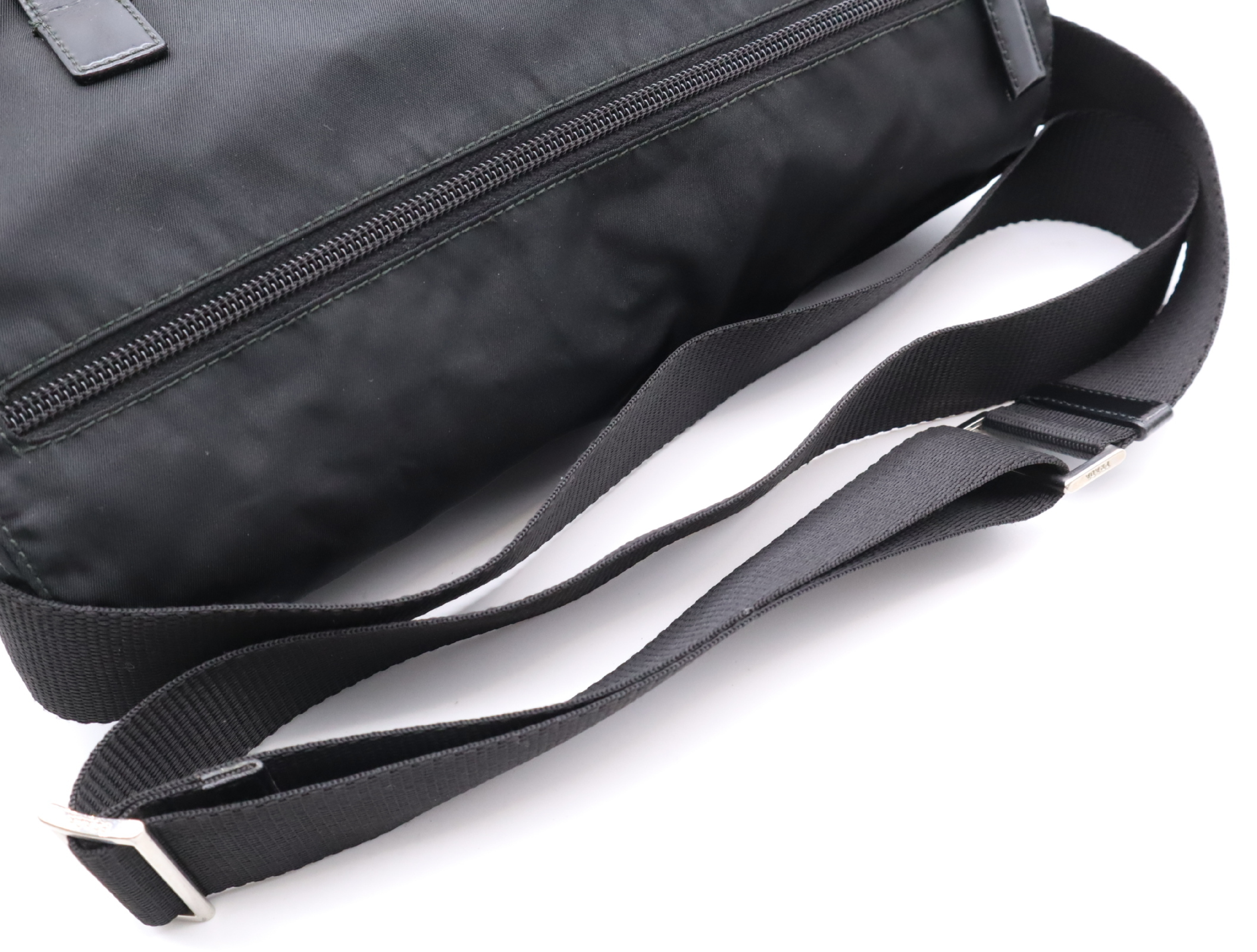 BT6671 Nylon Triangle Logo Shoulder Bag, Black with Silver Hardware, Includes Card. — view 10