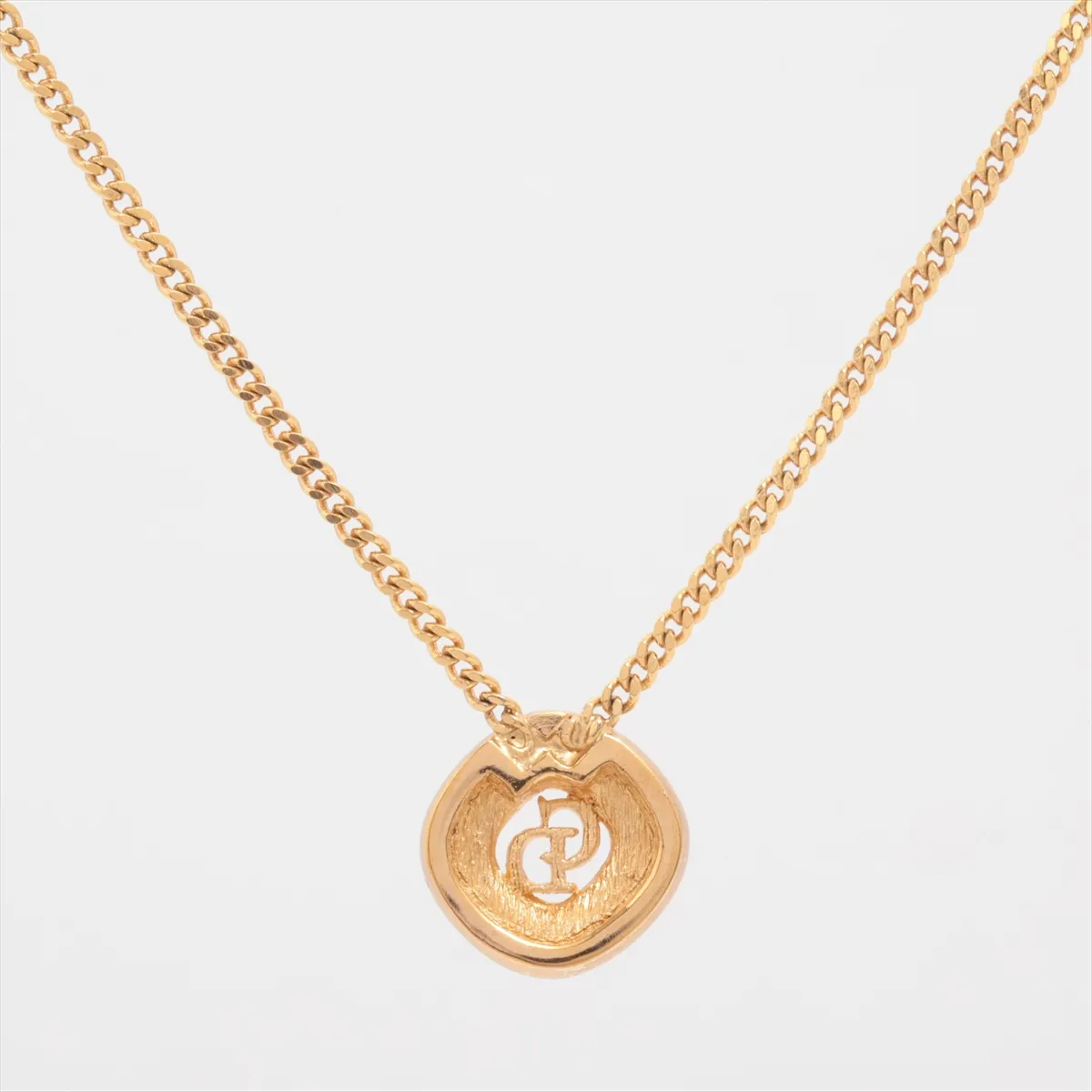 CD Logo Necklace GP x Rhinestone Gold — view 2