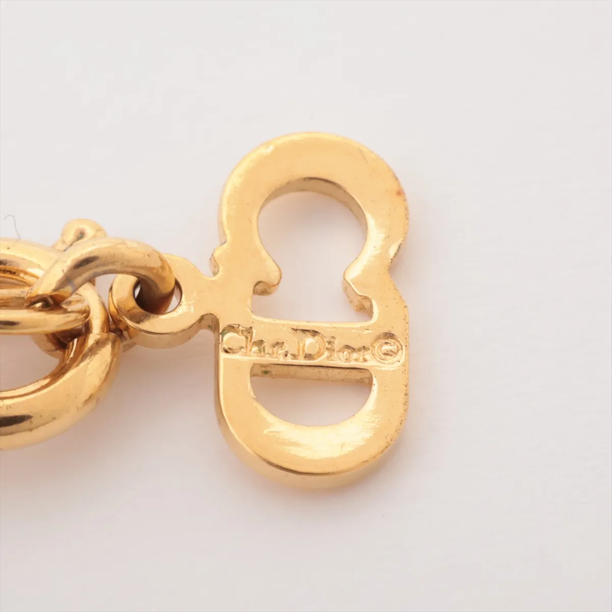 CD Logo Necklace GP x Rhinestone Gold — view 4