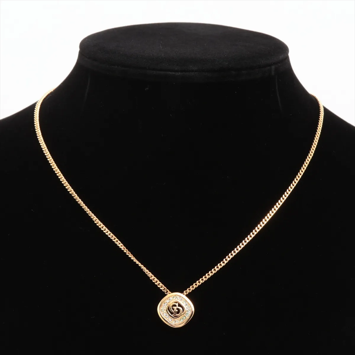 CD Logo Necklace GP x Rhinestone Gold — view 5