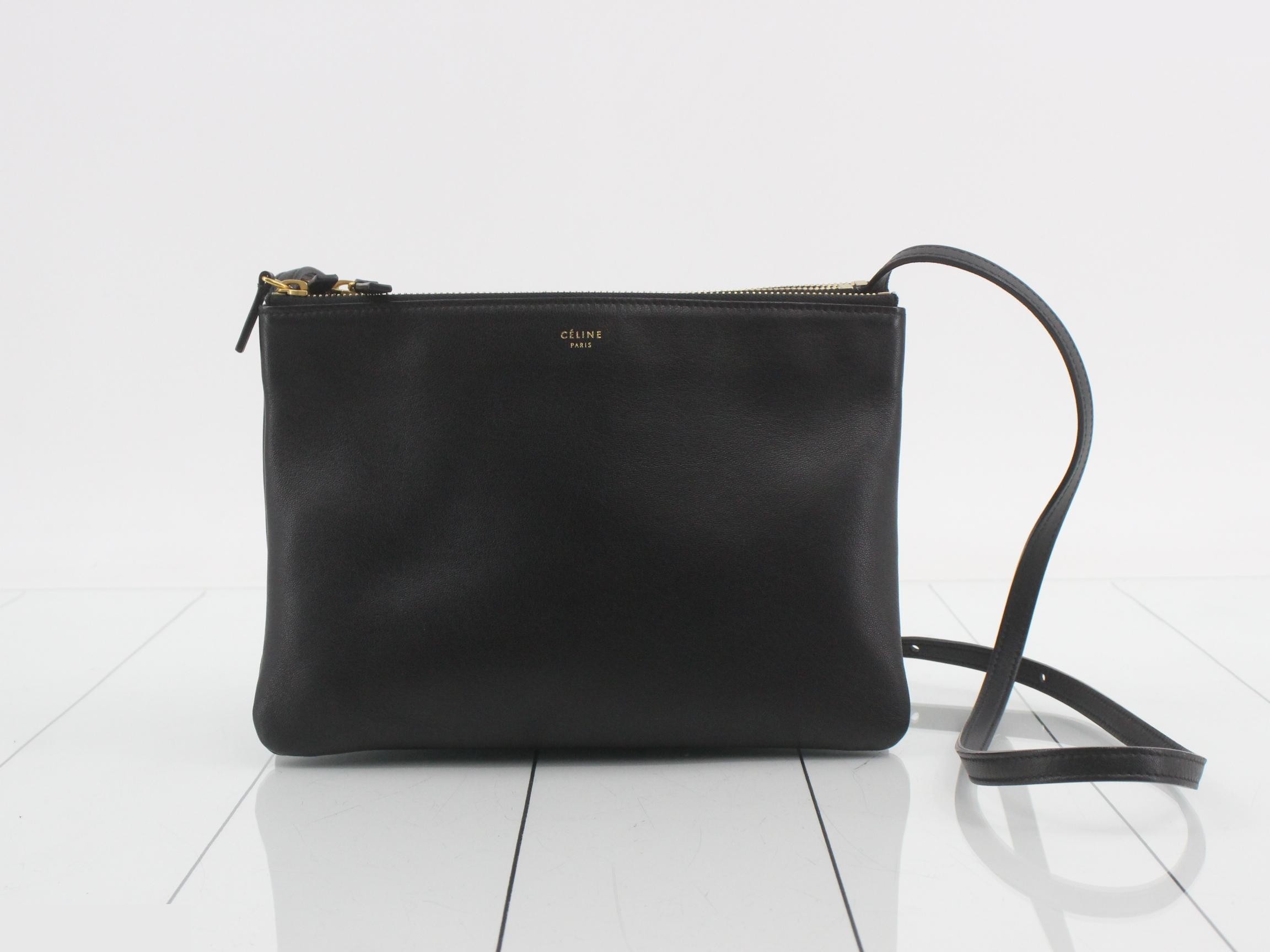 Trio Large Shoulder Bag, Lambskin, Black, Dust Bag Included, 25 x 18 x 4 cm