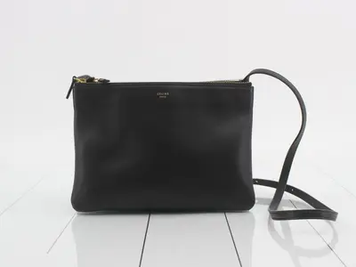 Trio Large Shoulder Bag, Lambskin, Black, Dust Bag Included, 25 x 18 x 4 cm