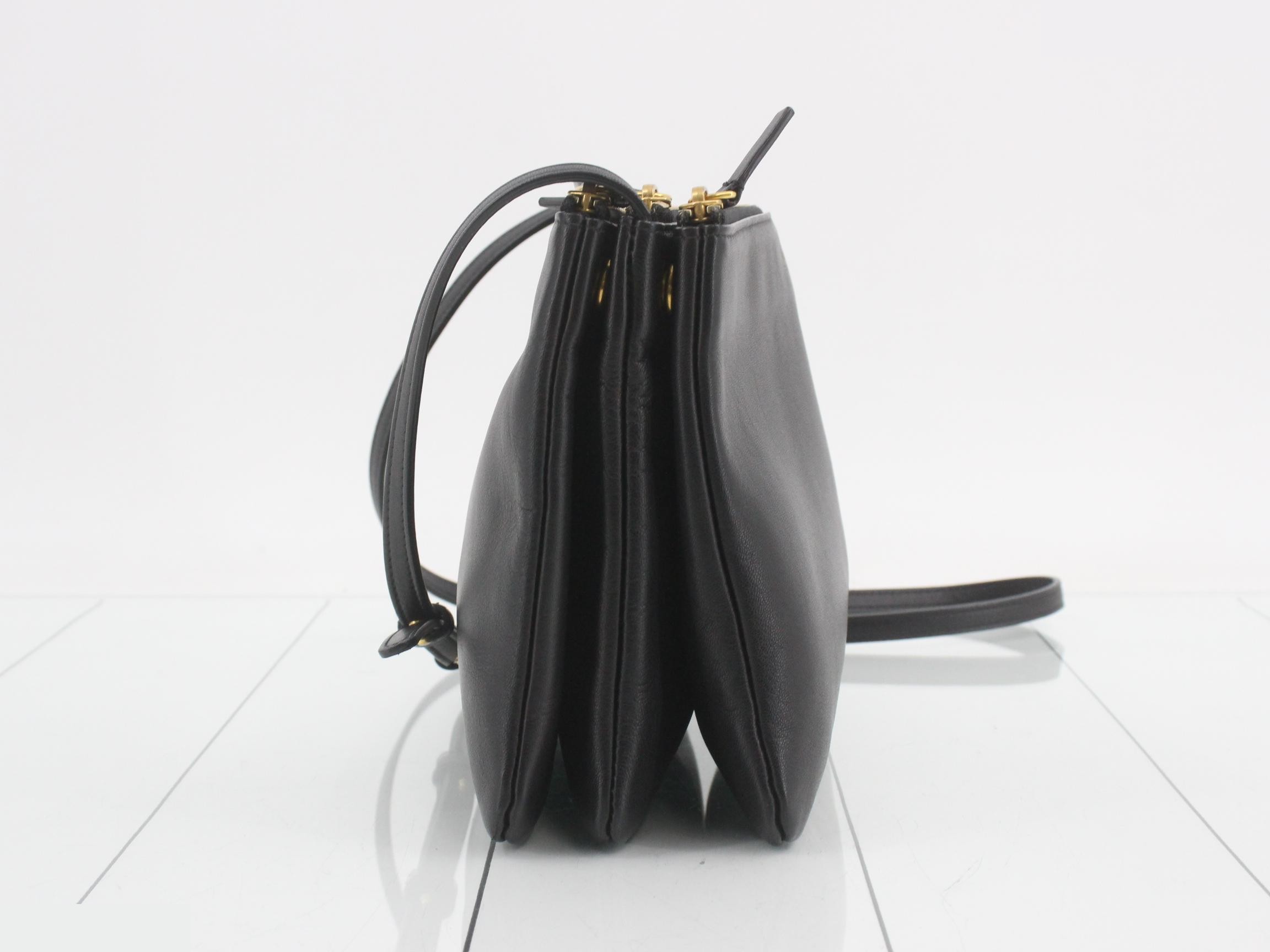 Trio Large Shoulder Bag, Lambskin, Black, Dust Bag Included, 25 x 18 x 4 cm — view 4