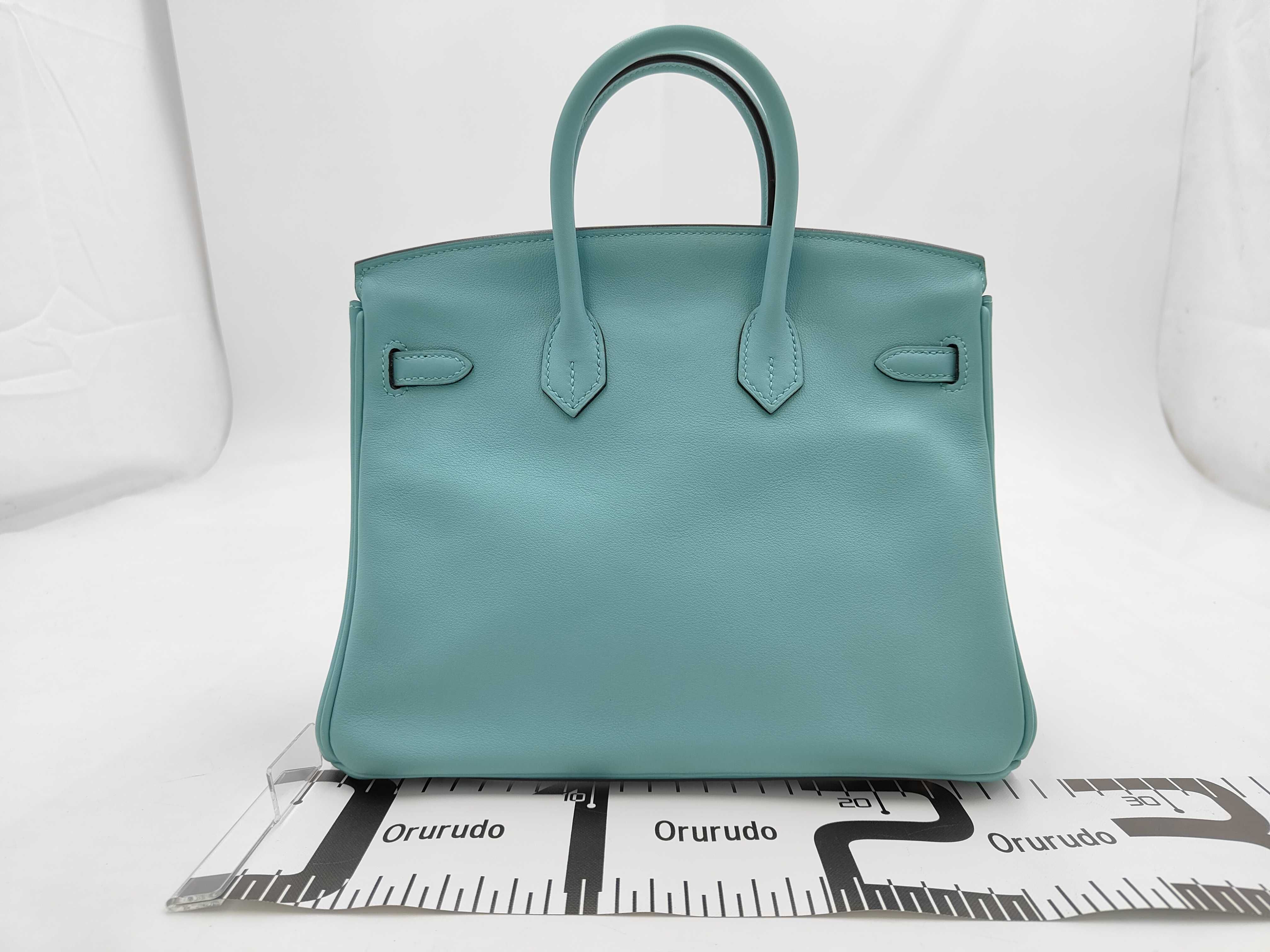 Birkin 25 Swift Blue X Stamp, with padlock, clochette, rain cover, and dust bag. — view 2
