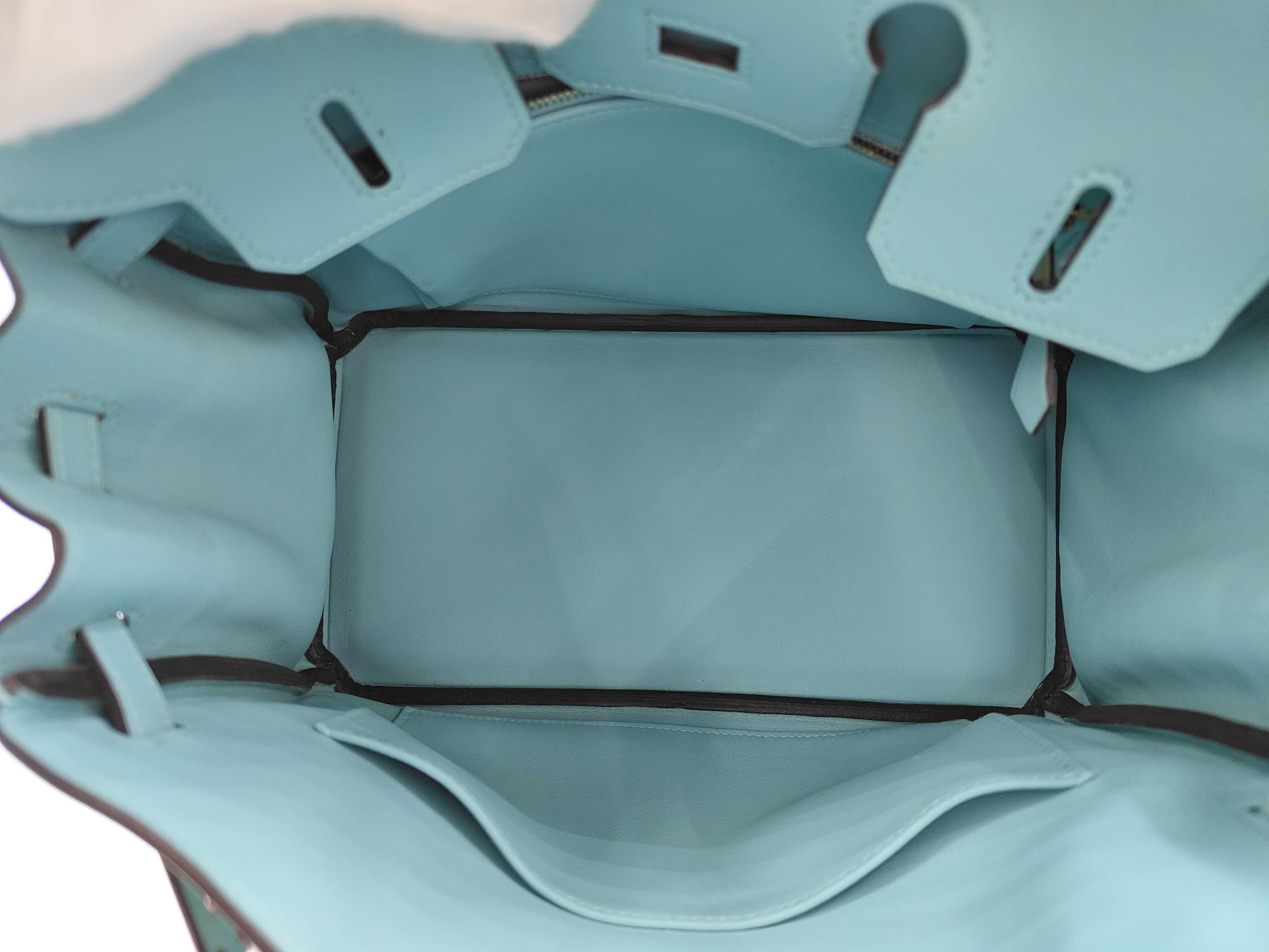 Birkin 25 Swift Blue X Stamp, with padlock, clochette, rain cover, and dust bag. — view 11
