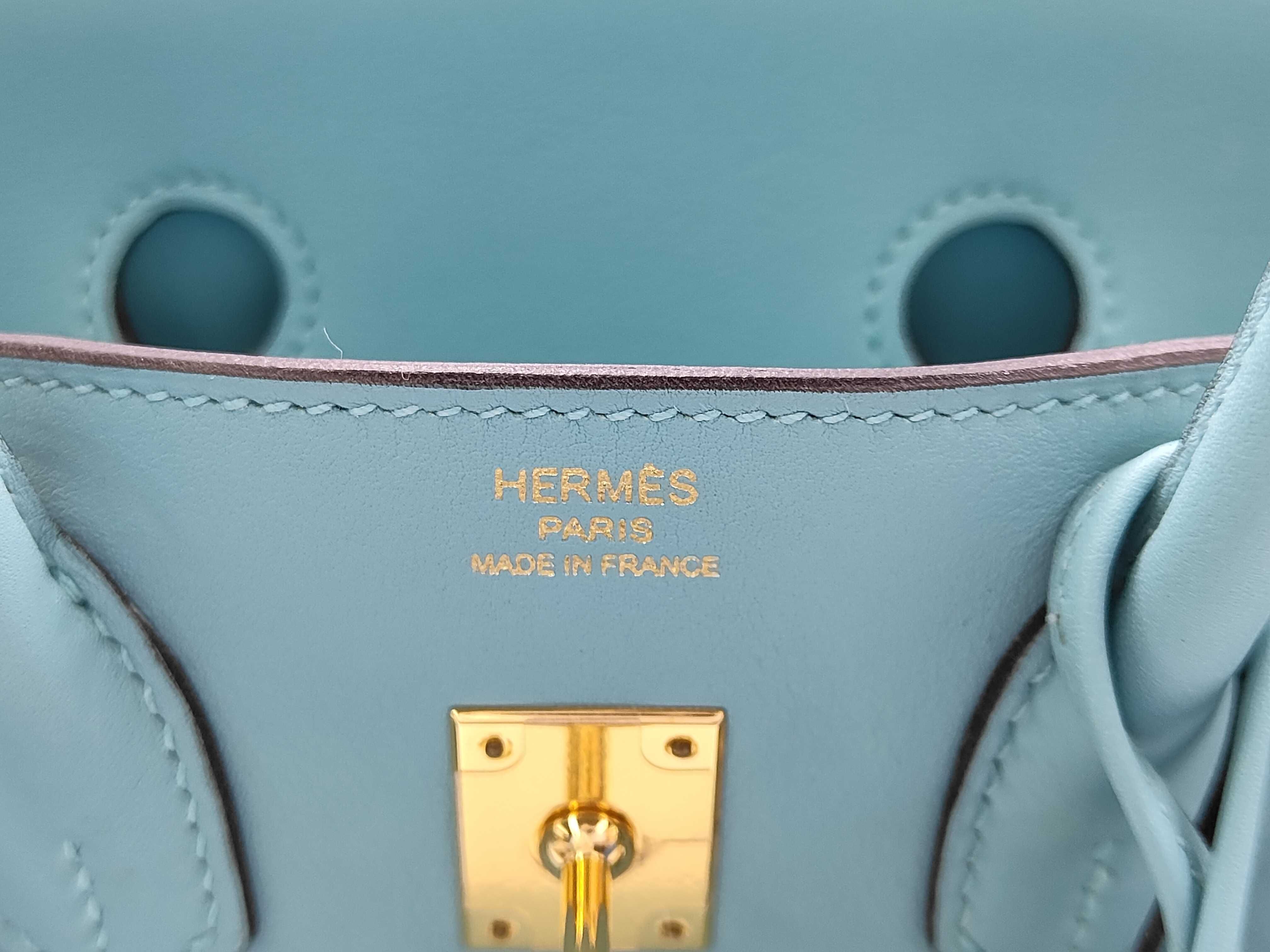 Birkin 25 Swift Blue X Stamp, with padlock, clochette, rain cover, and dust bag. — view 13