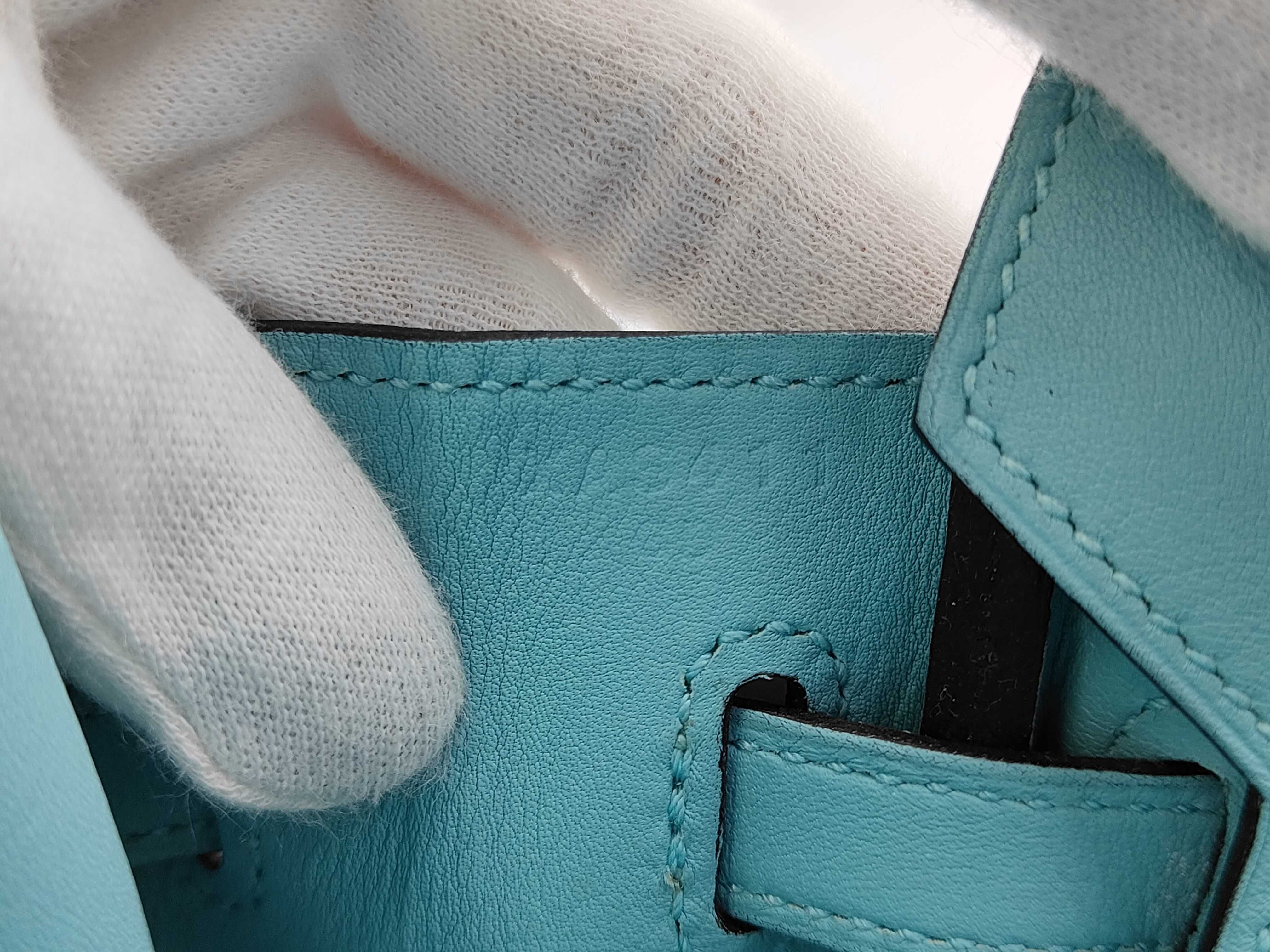 Birkin 25 Swift Blue X Stamp, with padlock, clochette, rain cover, and dust bag. — view 14