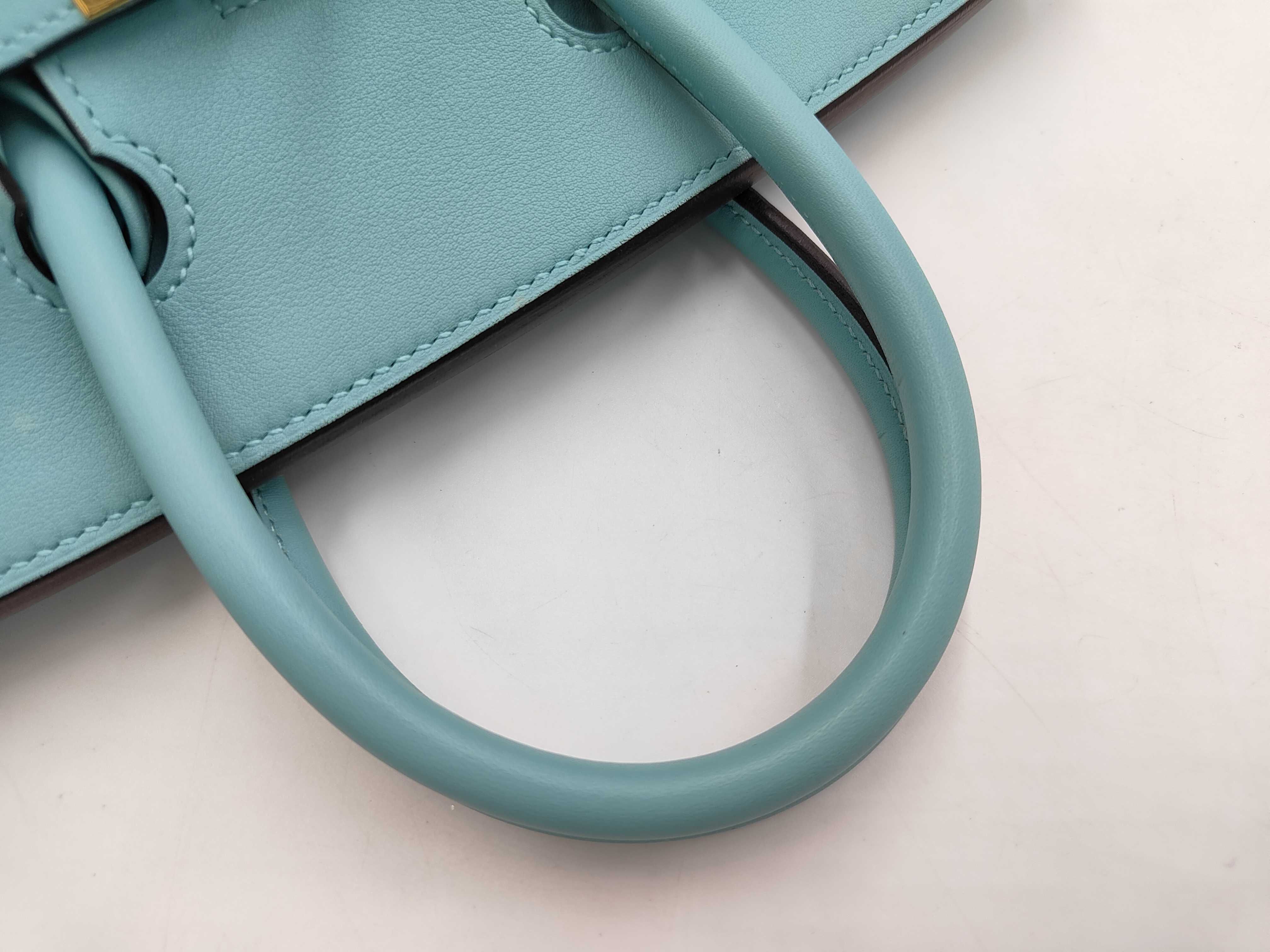 Birkin 25 Swift Blue X Stamp, with padlock, clochette, rain cover, and dust bag. — view 3