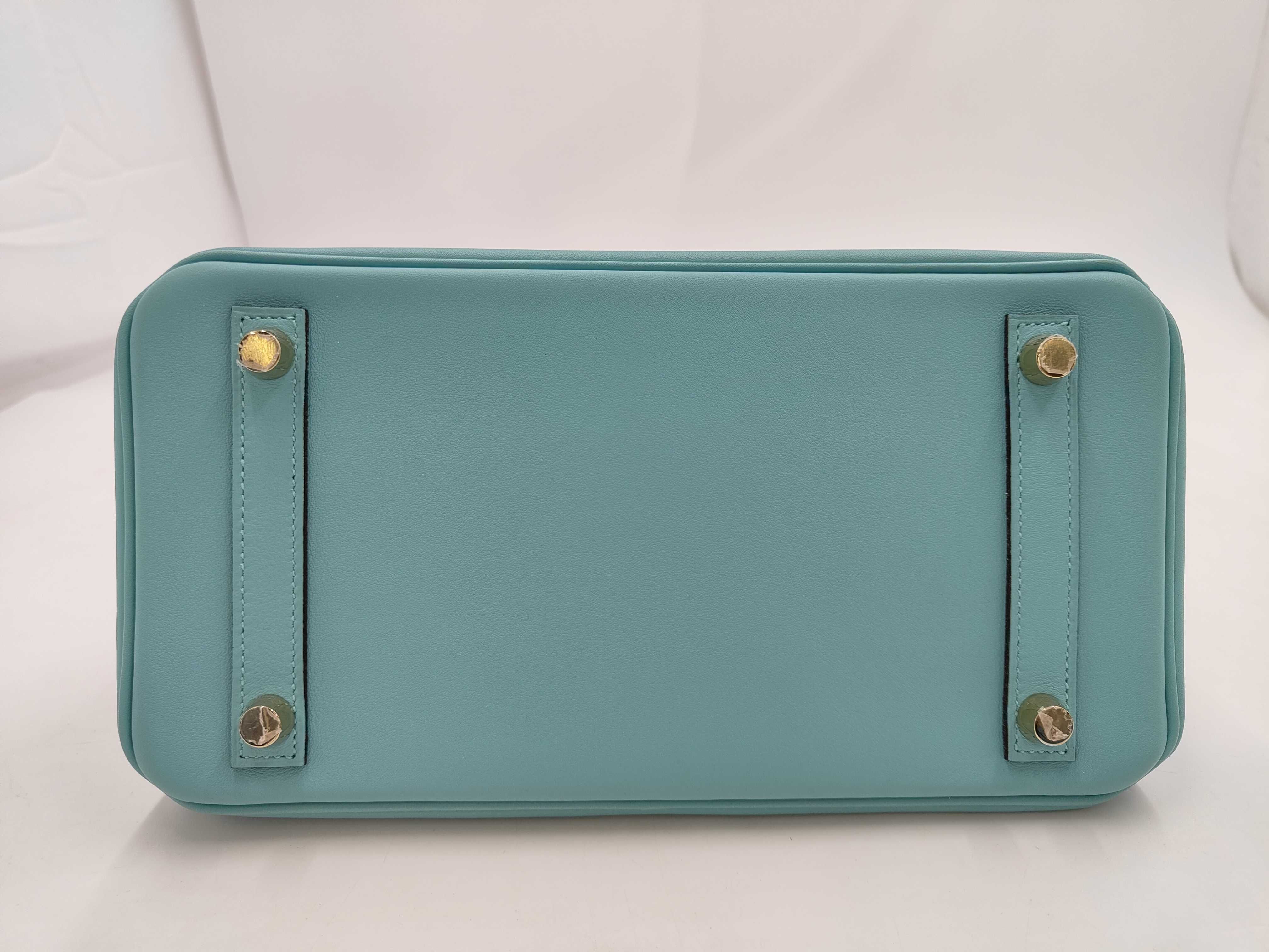 Birkin 25 Swift Blue X Stamp, with padlock, clochette, rain cover, and dust bag. — view 6