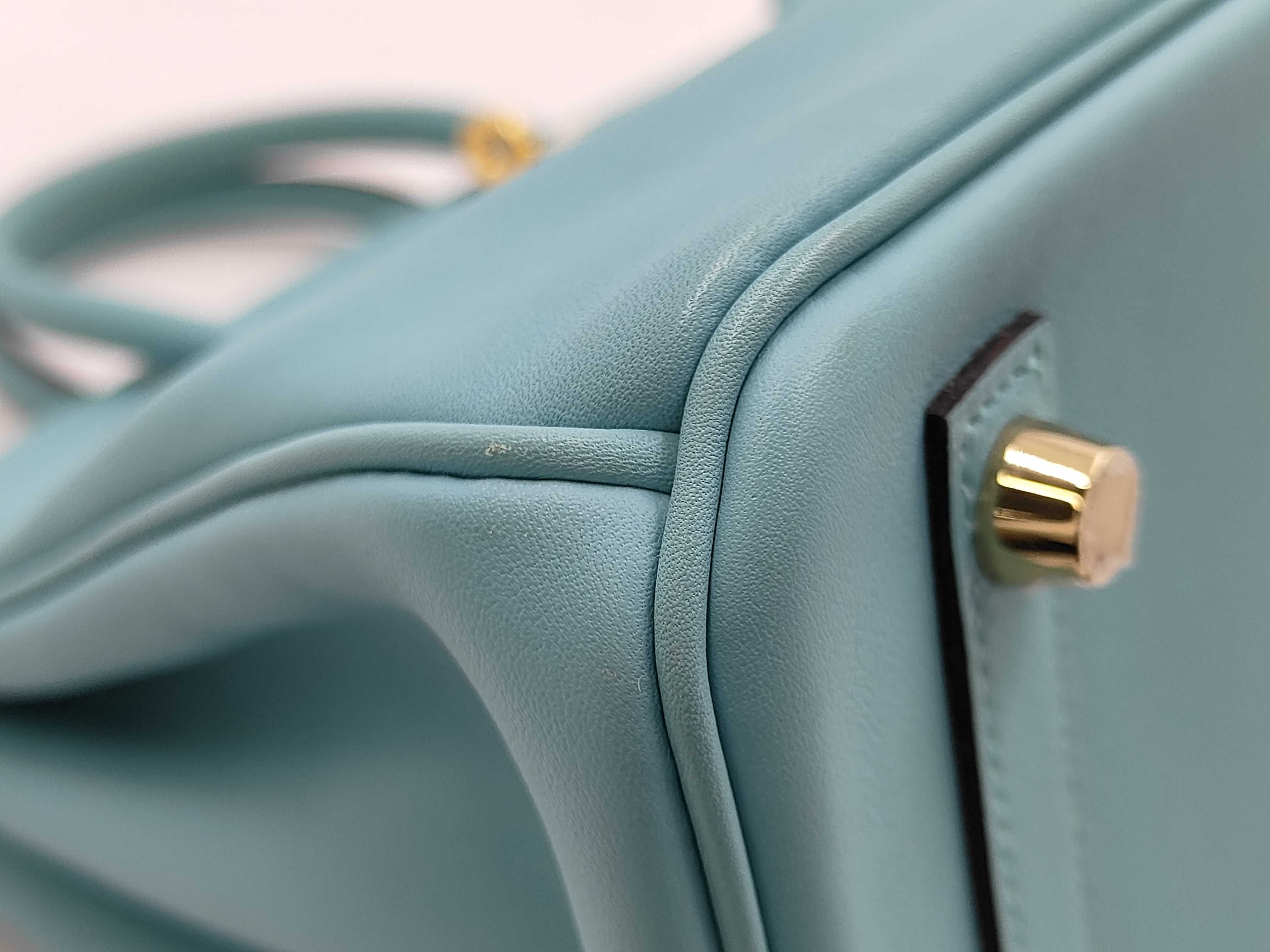 Birkin 25 Swift Blue X Stamp, with padlock, clochette, rain cover, and dust bag. — view 7