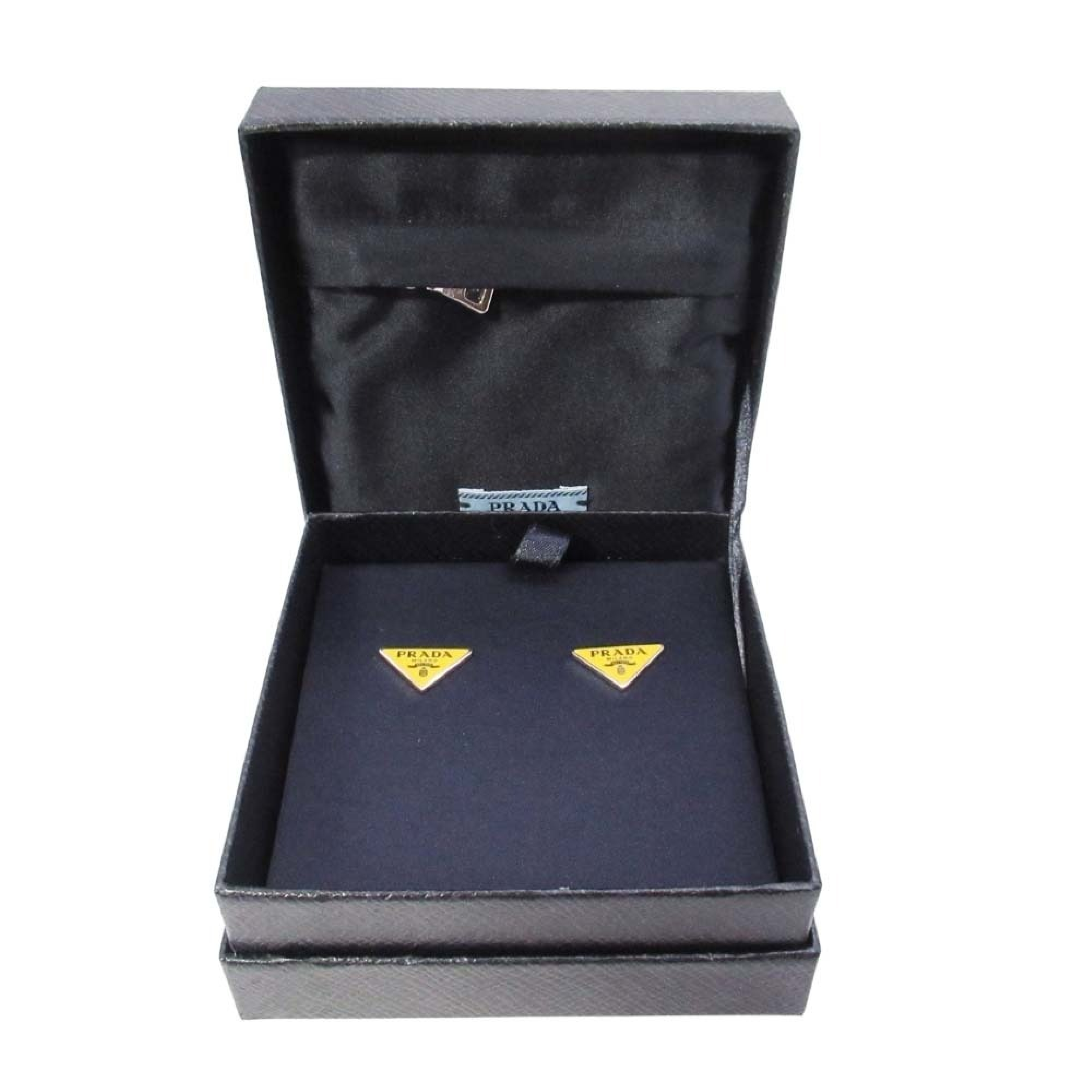 Triangle Logo Stud Earrings, Triangle Plate, Accessory, Jewelry, Yellow, Other Accessories — view 4