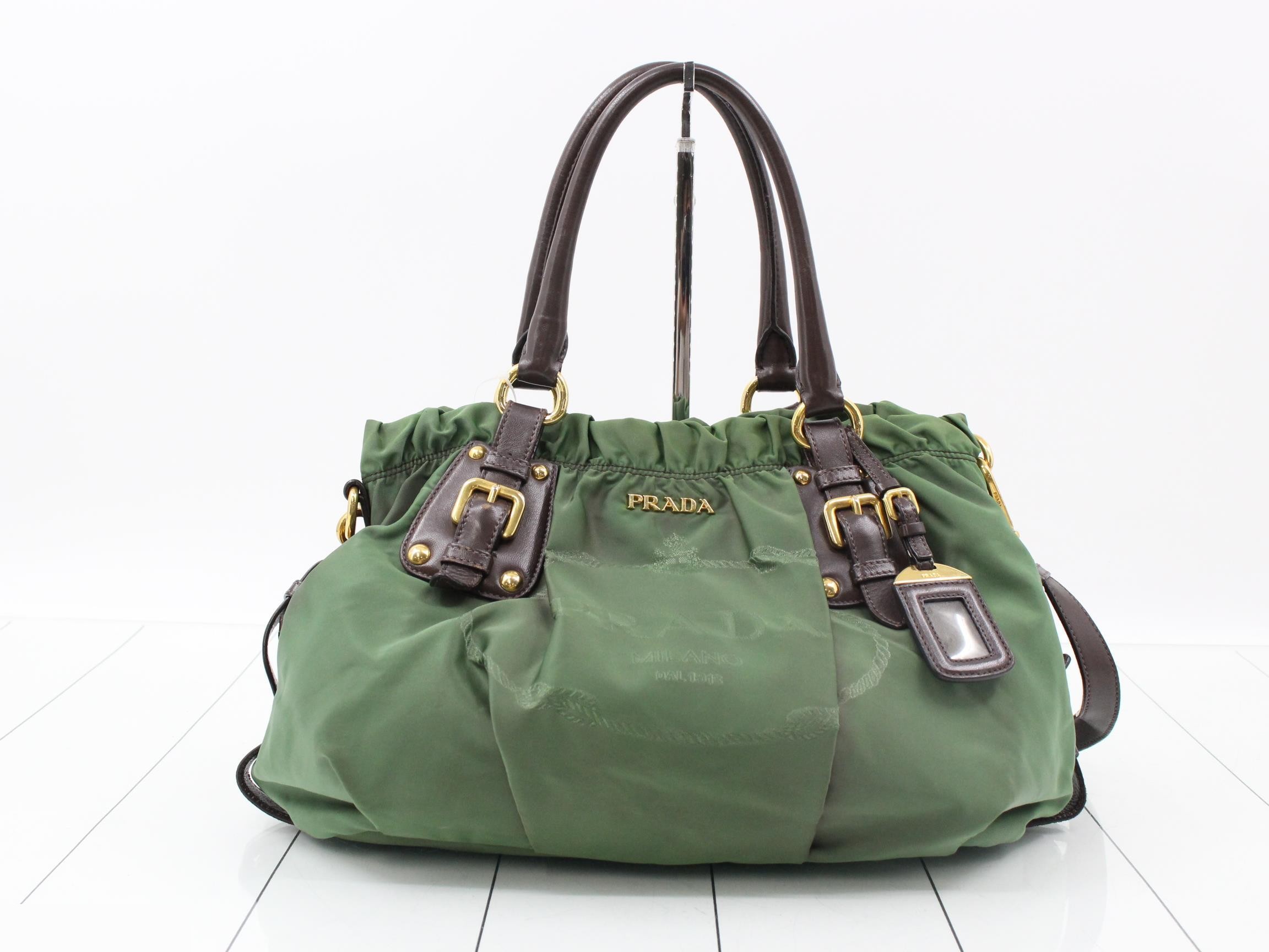 Gathered khaki bag