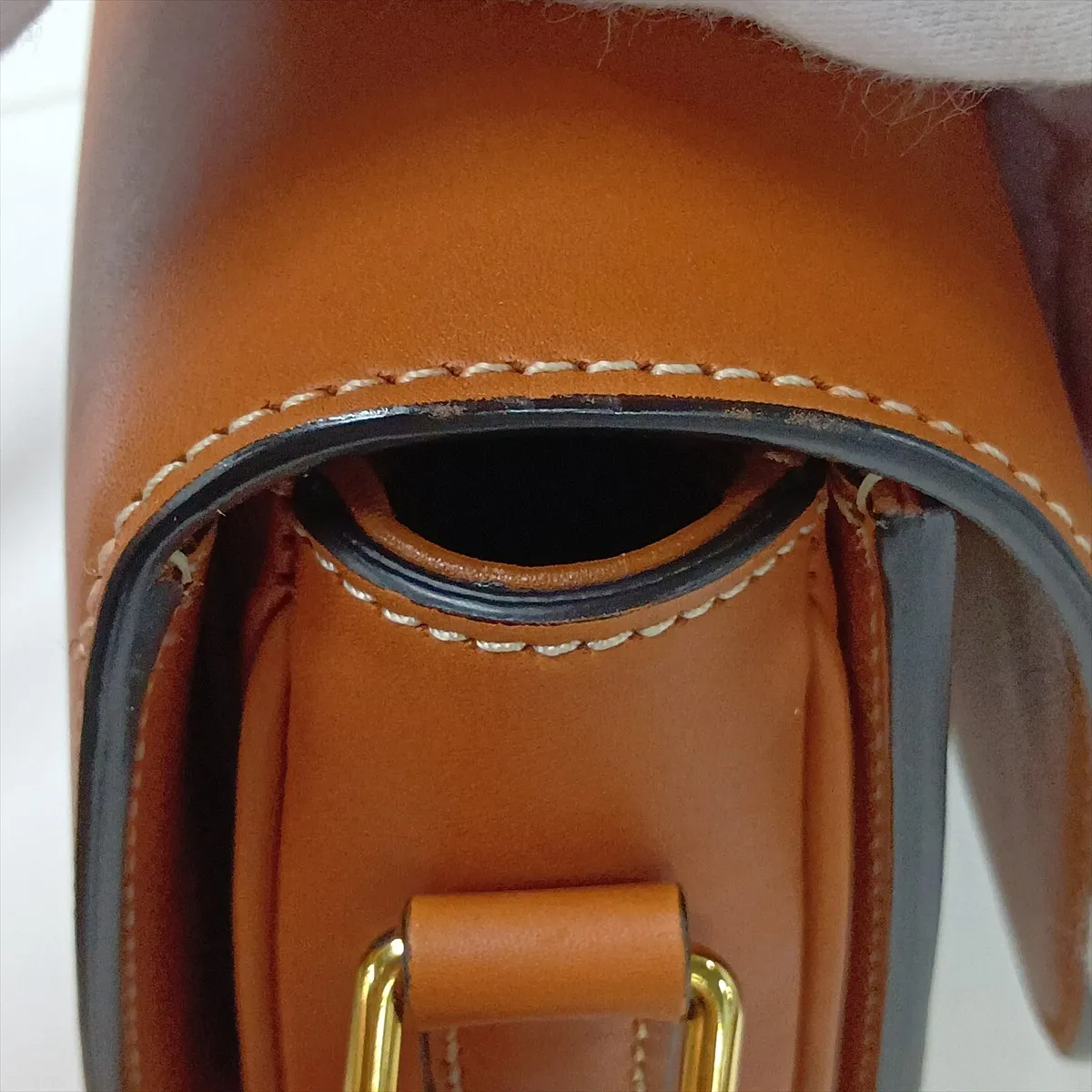 Triomphe Teen Leather Shoulder Bag, Brown — view 13