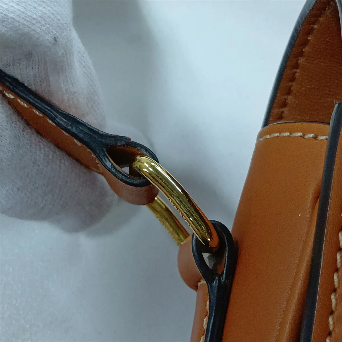Triomphe Teen Leather Shoulder Bag, Brown — view 15