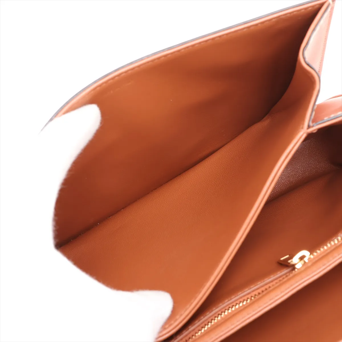 Triomphe Teen Leather Shoulder Bag, Brown — view 7