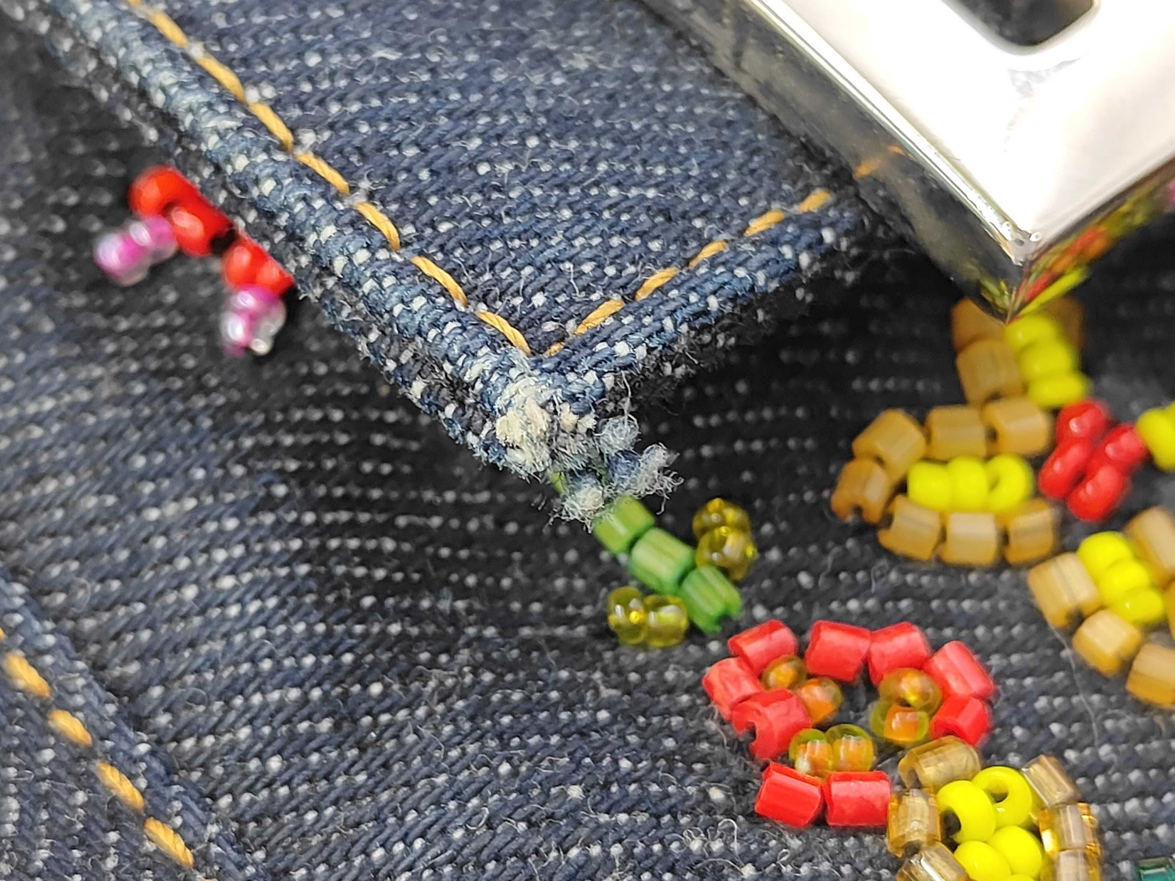Denim Beaded Mamma Bucket Handbag — view 12