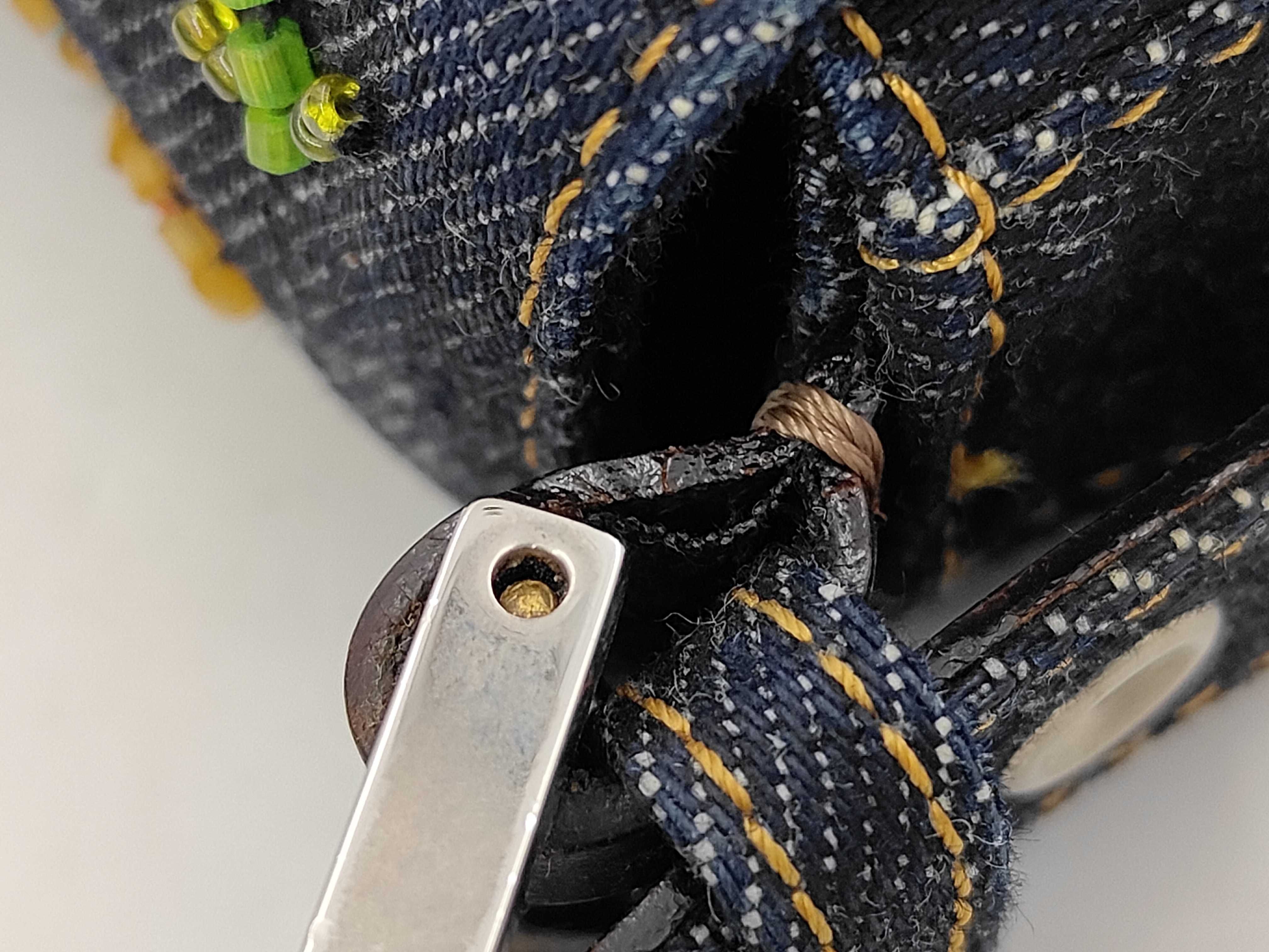 Denim Beaded Mamma Bucket Handbag — view 7