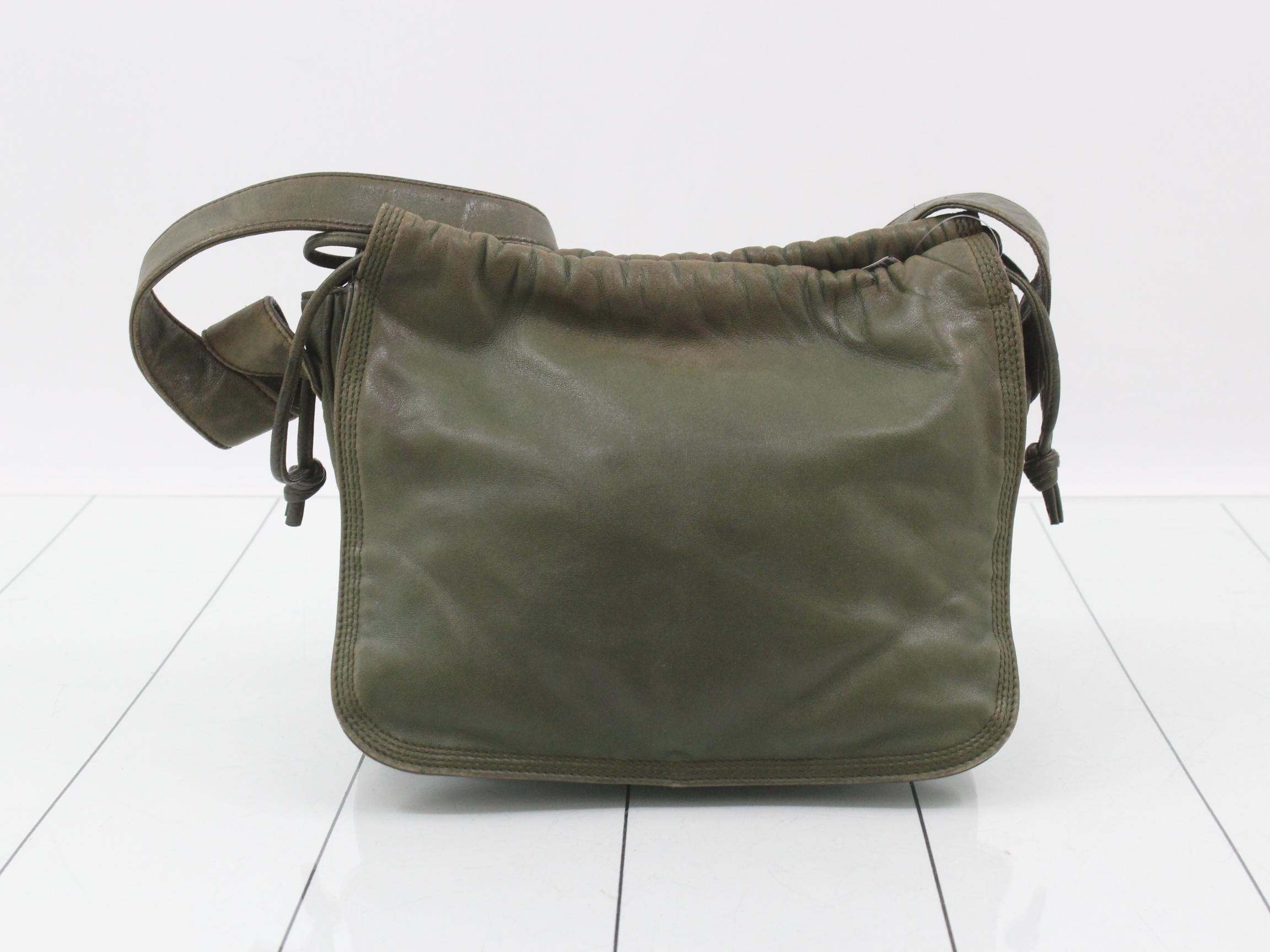 Leather Anagram Shoulder Bag, Green, Gold Hardware — view 2
