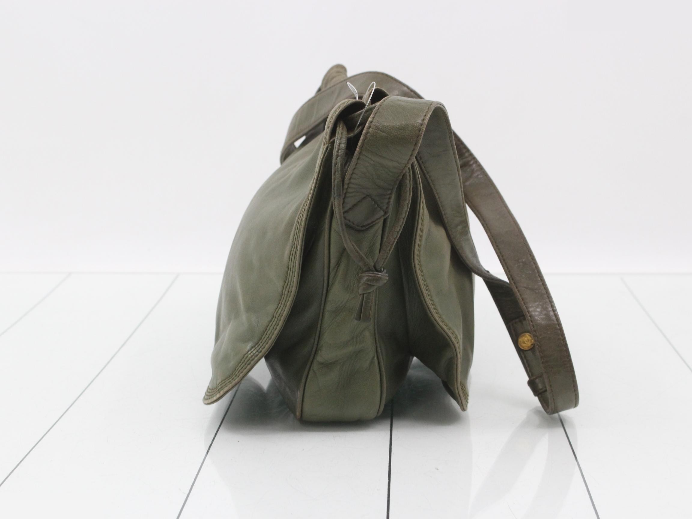 Leather Anagram Shoulder Bag, Green, Gold Hardware — view 4