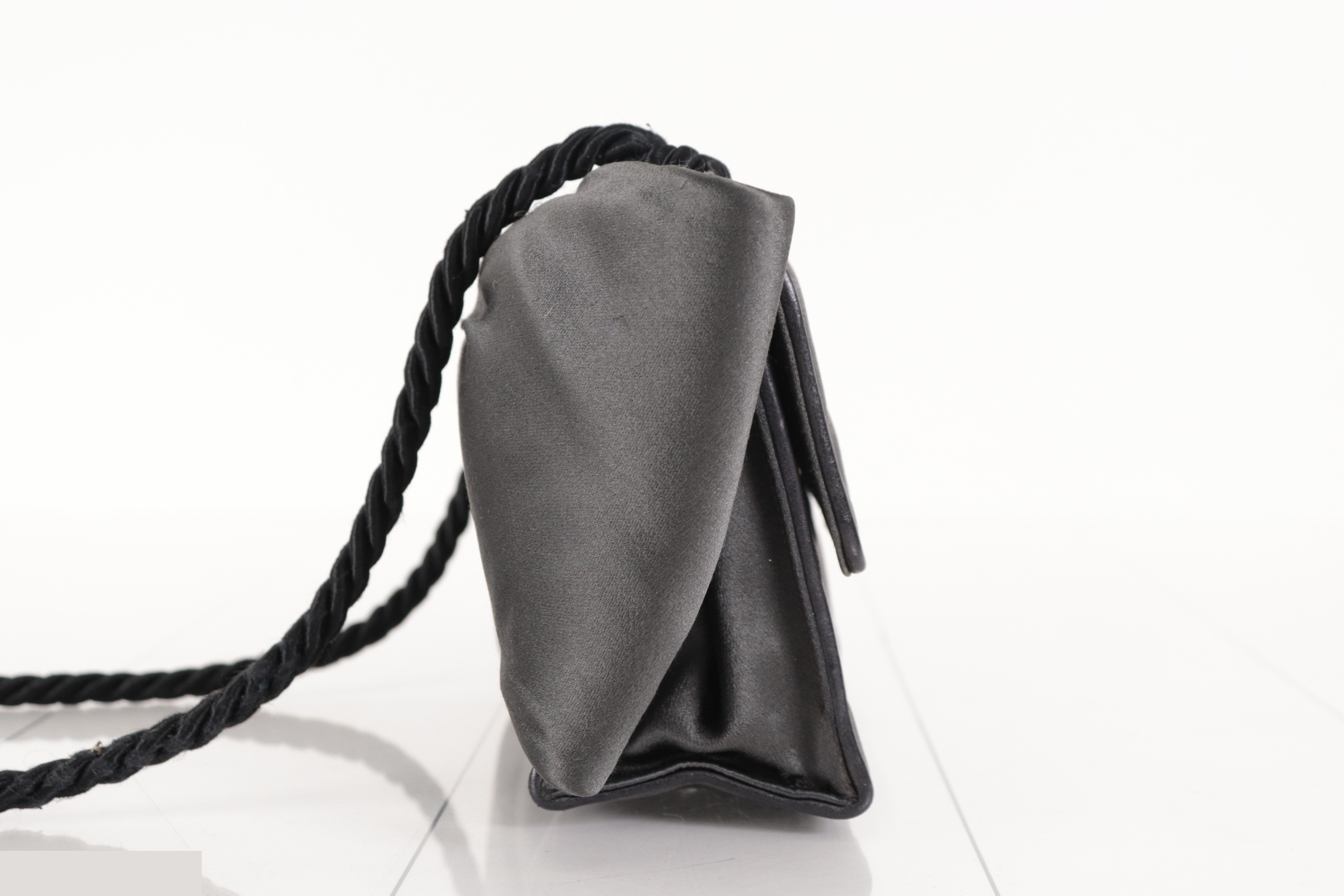 Satin ribbon shoulder bag, gray, item number 2. — view 4