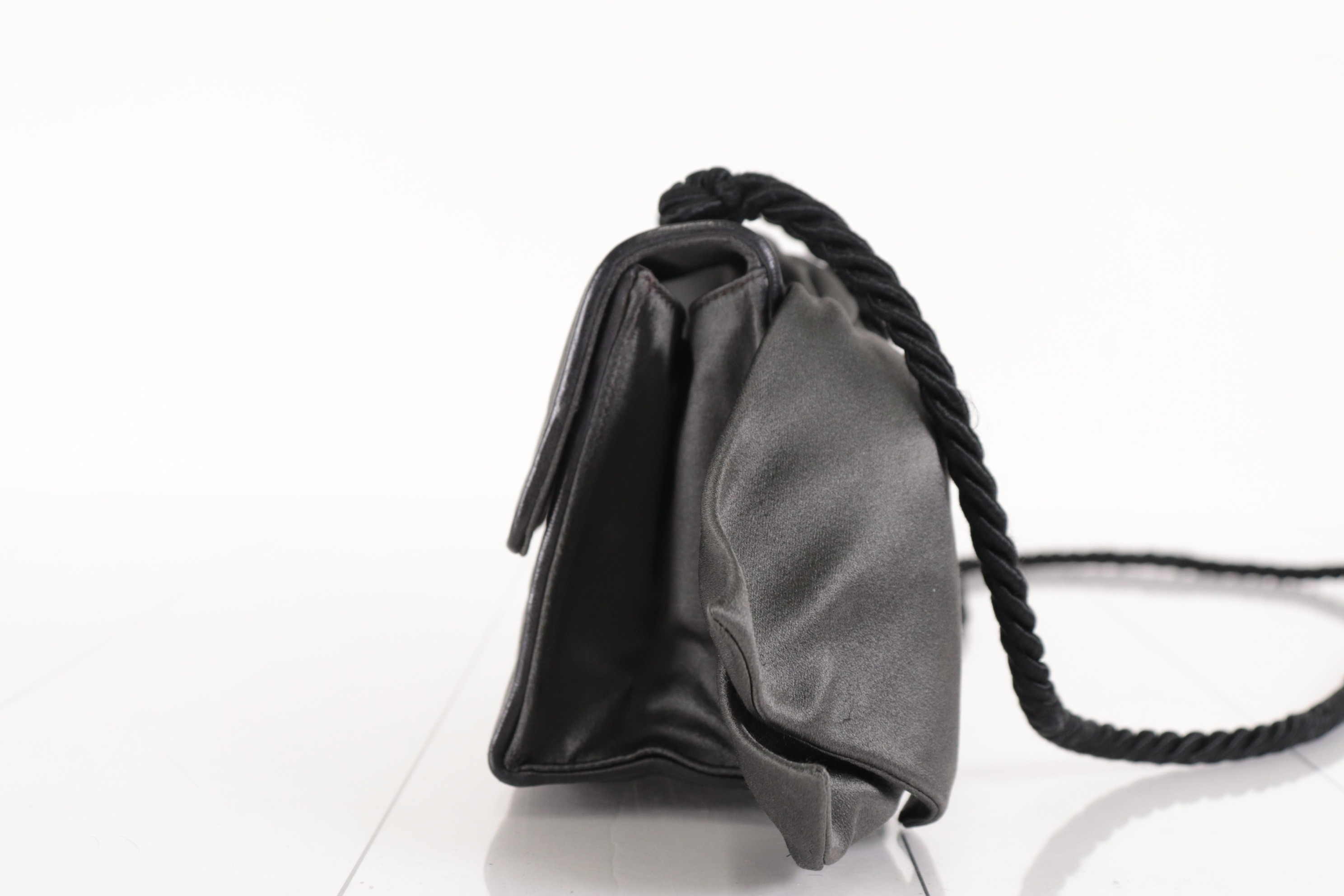 Satin ribbon shoulder bag, gray, item number 2. — view 5
