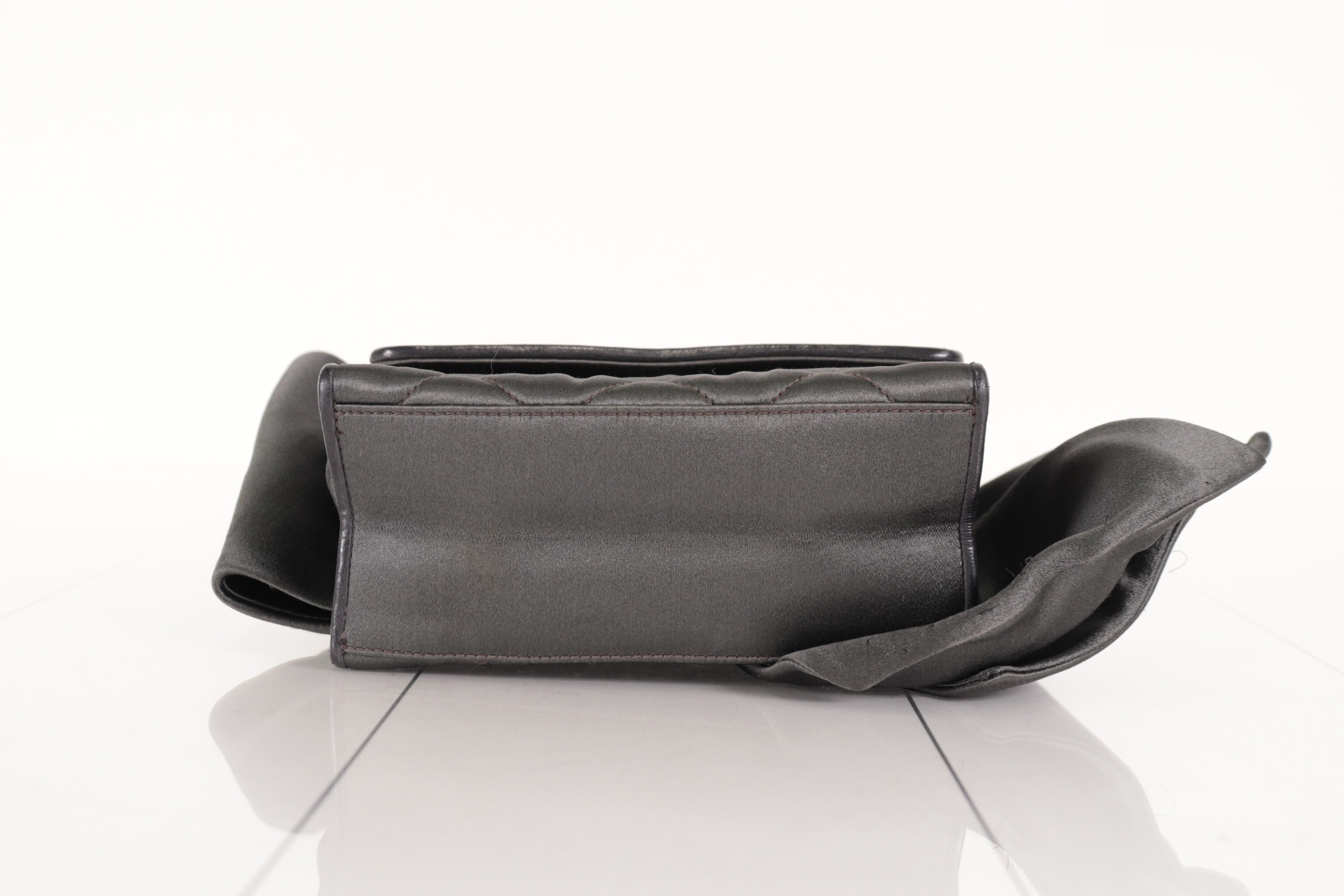 Satin ribbon shoulder bag, gray, item number 2. — view 7