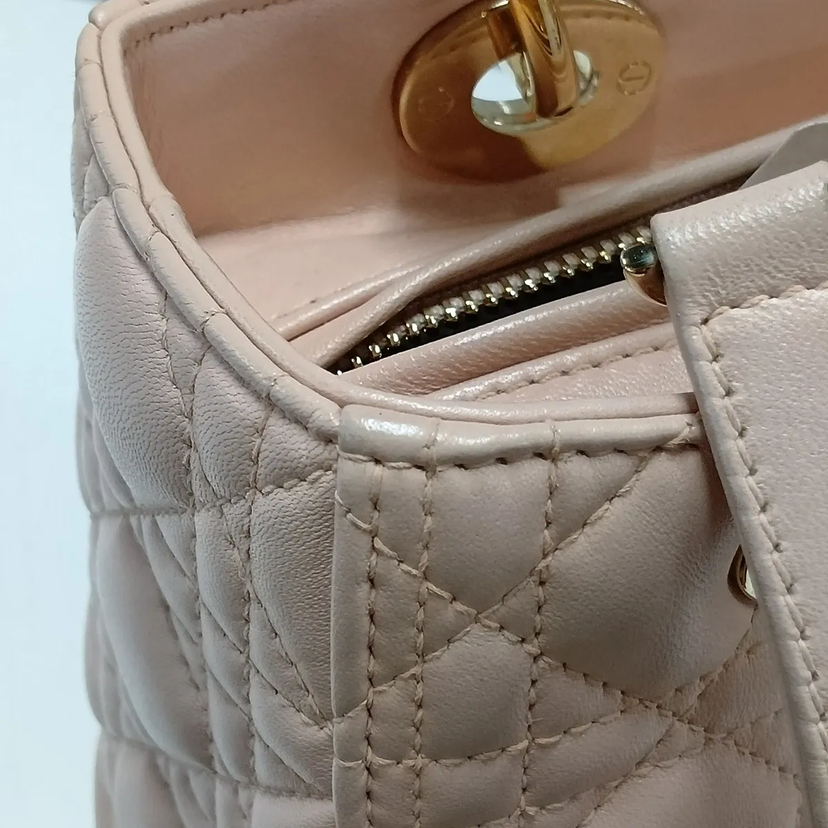 Cannage Lady Dior Leather 2-Way Handbag Pink — view 11