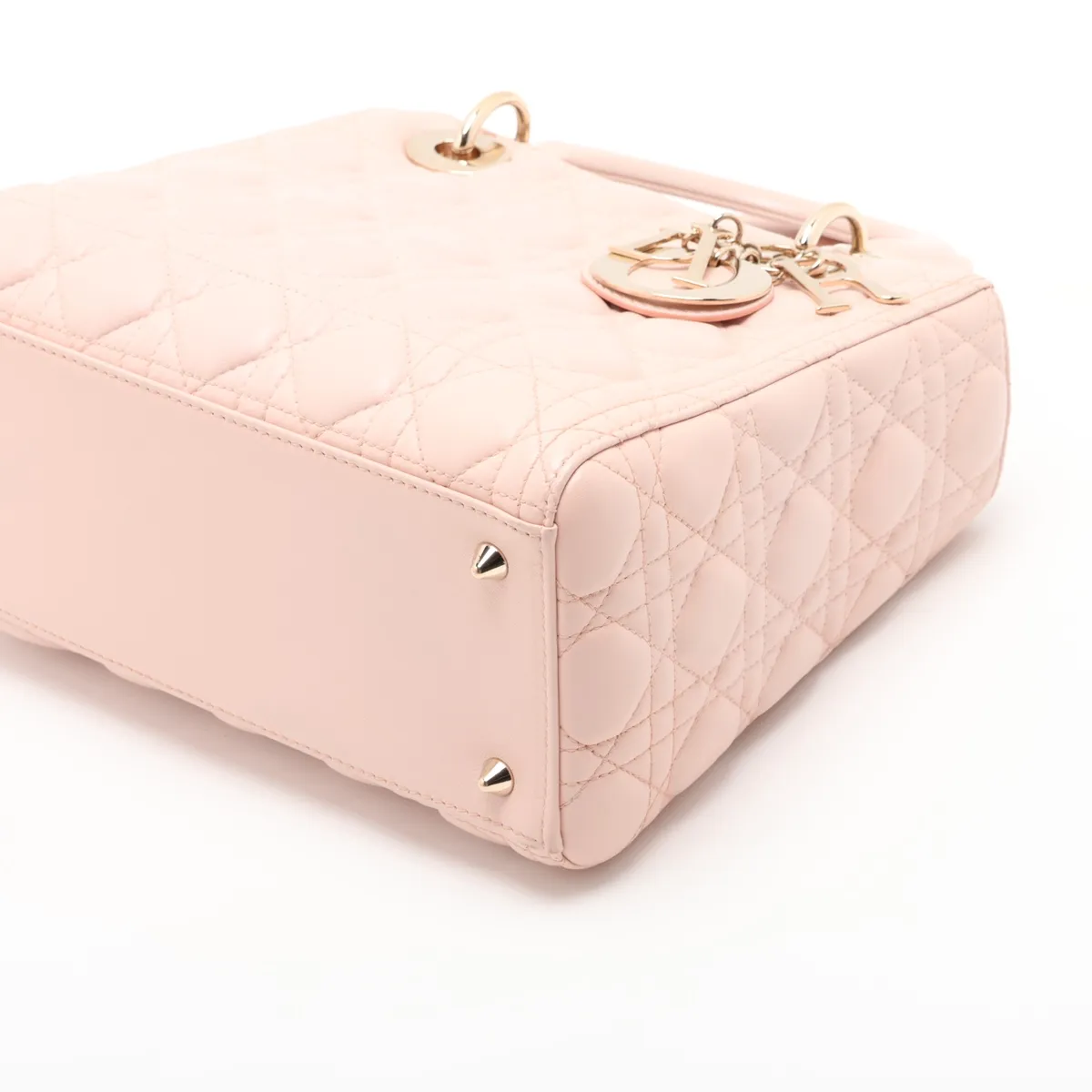 Cannage Lady Dior Leather 2-Way Handbag Pink — view 3